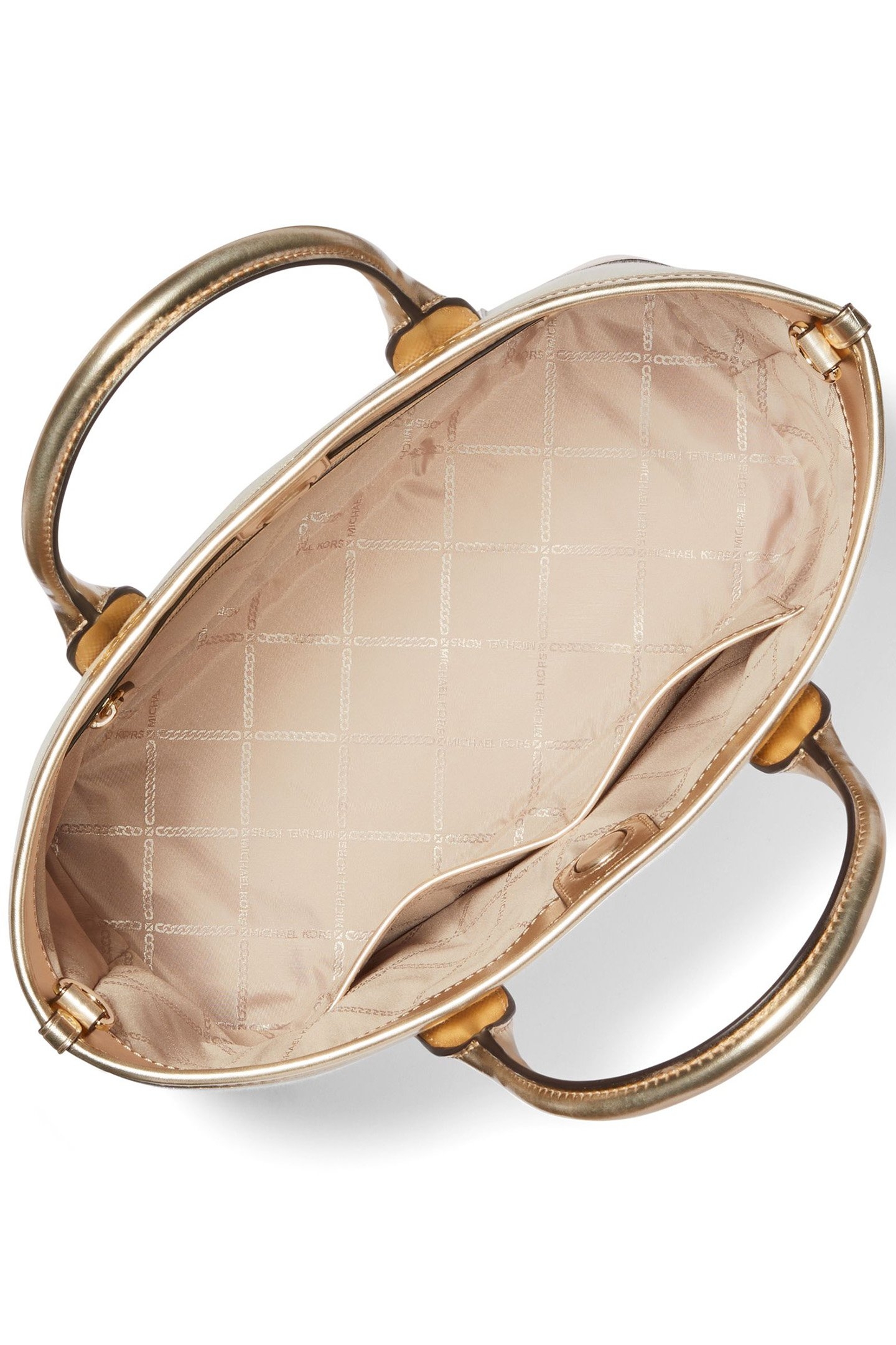 MEDIUM LEATHER SATCHEL BAG IN CREAM AND GOLD 4