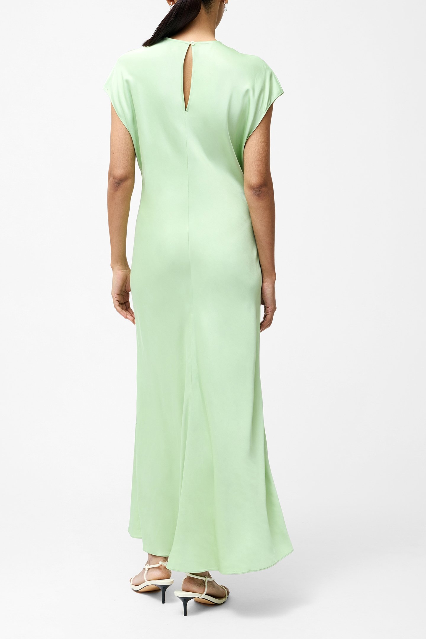 ENNIS SATIN COLUMN SHAPE DRESS APPLE GREEN 2