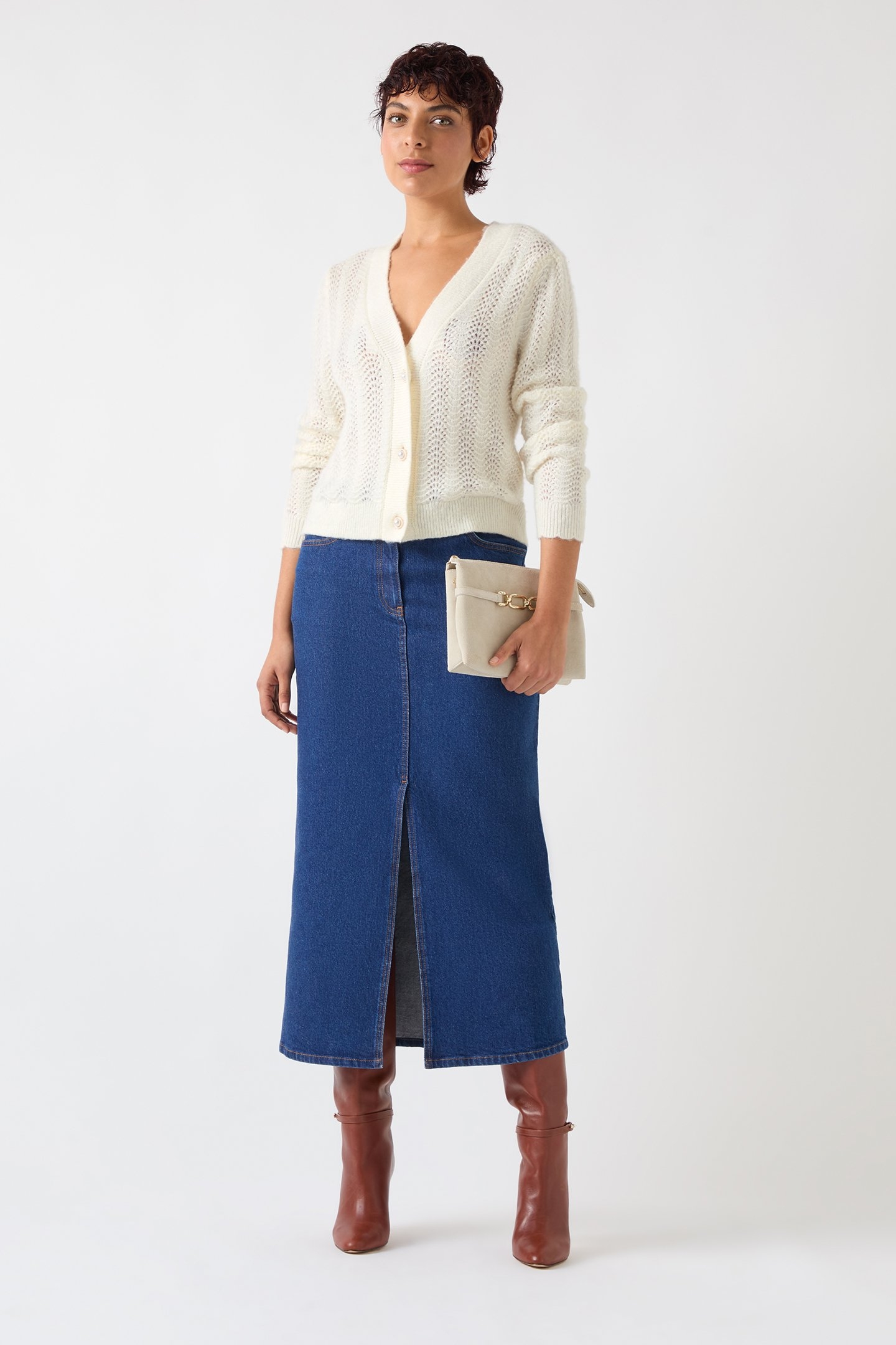 CD ELODIE CABLE CARDIGAN CREAM 1