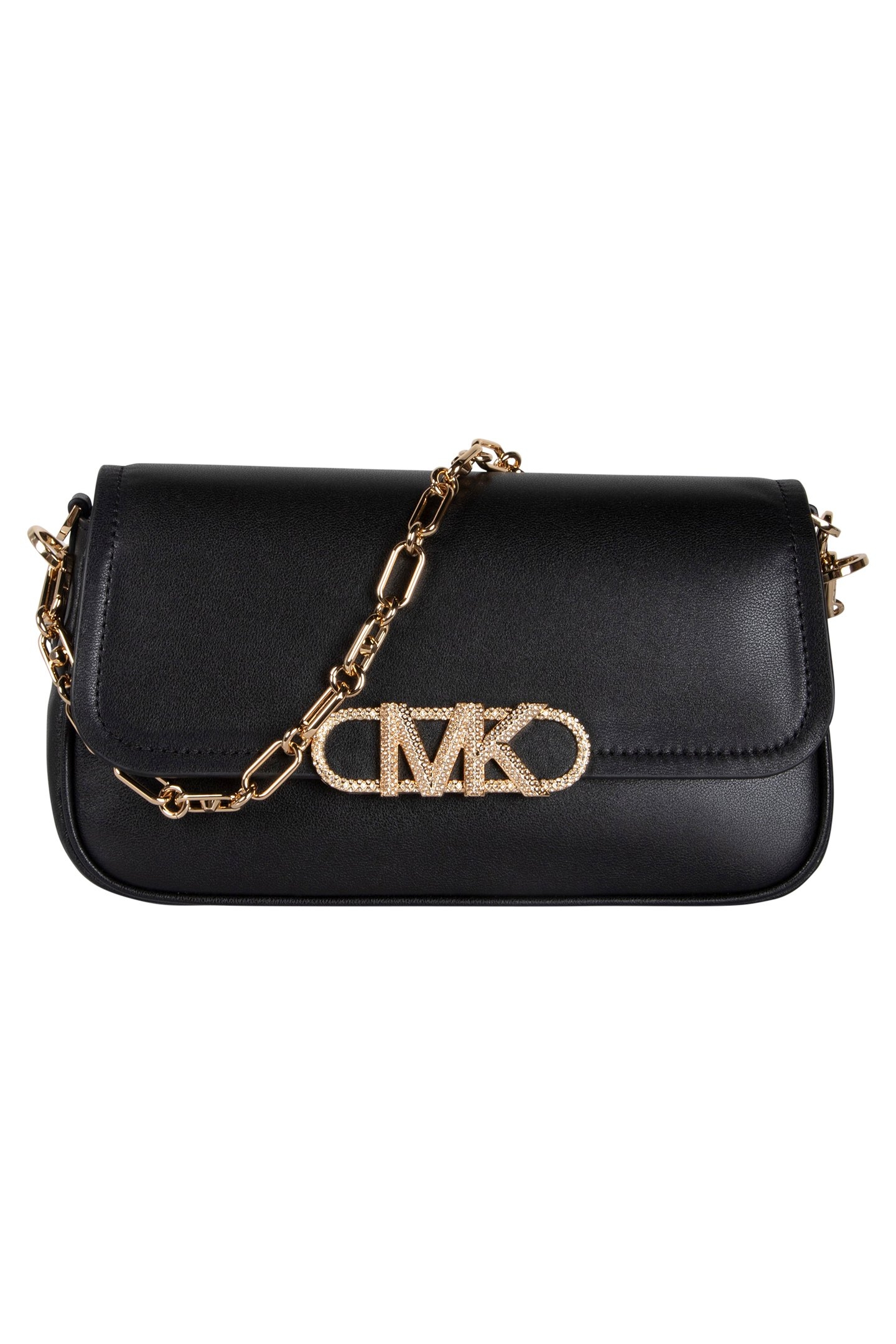 LEATHER CHAIN SHOULDER BAG IN BLACK 2