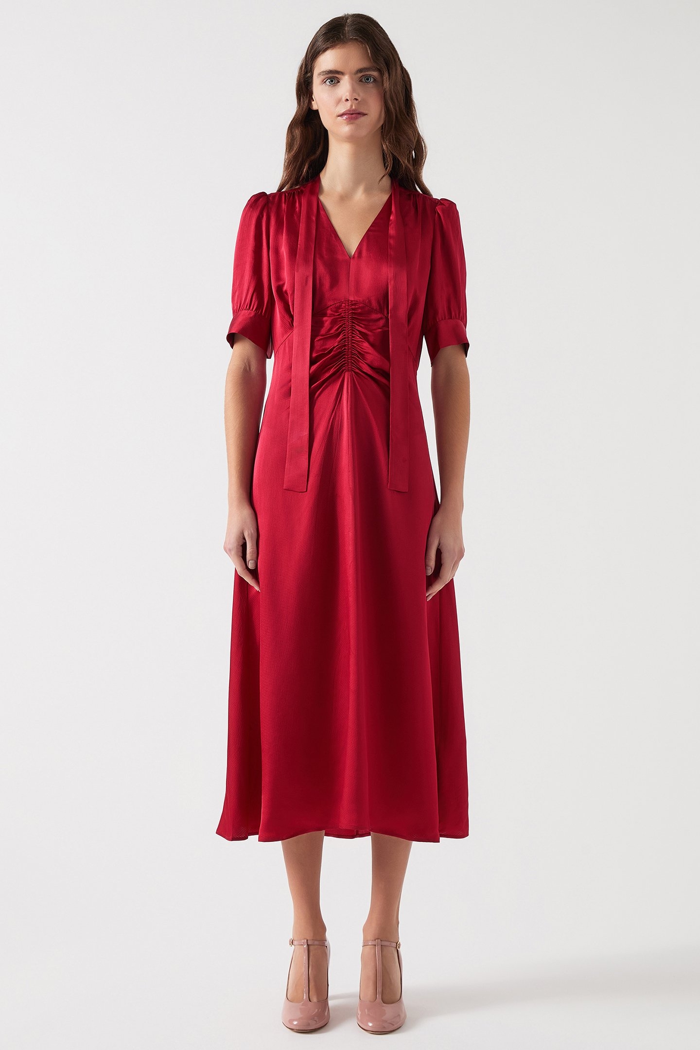 DR HETTY SATIN DRESS CHERRY 1