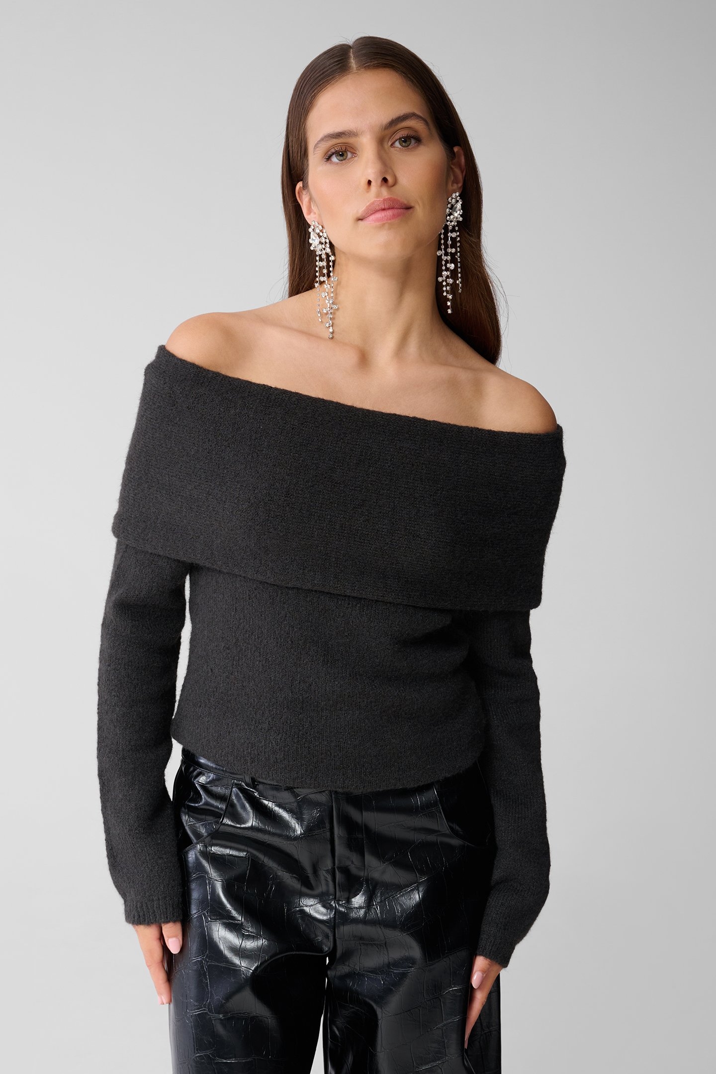 SBSTUDIO OFF SHOULDER KNIT ANTHRACITE 1