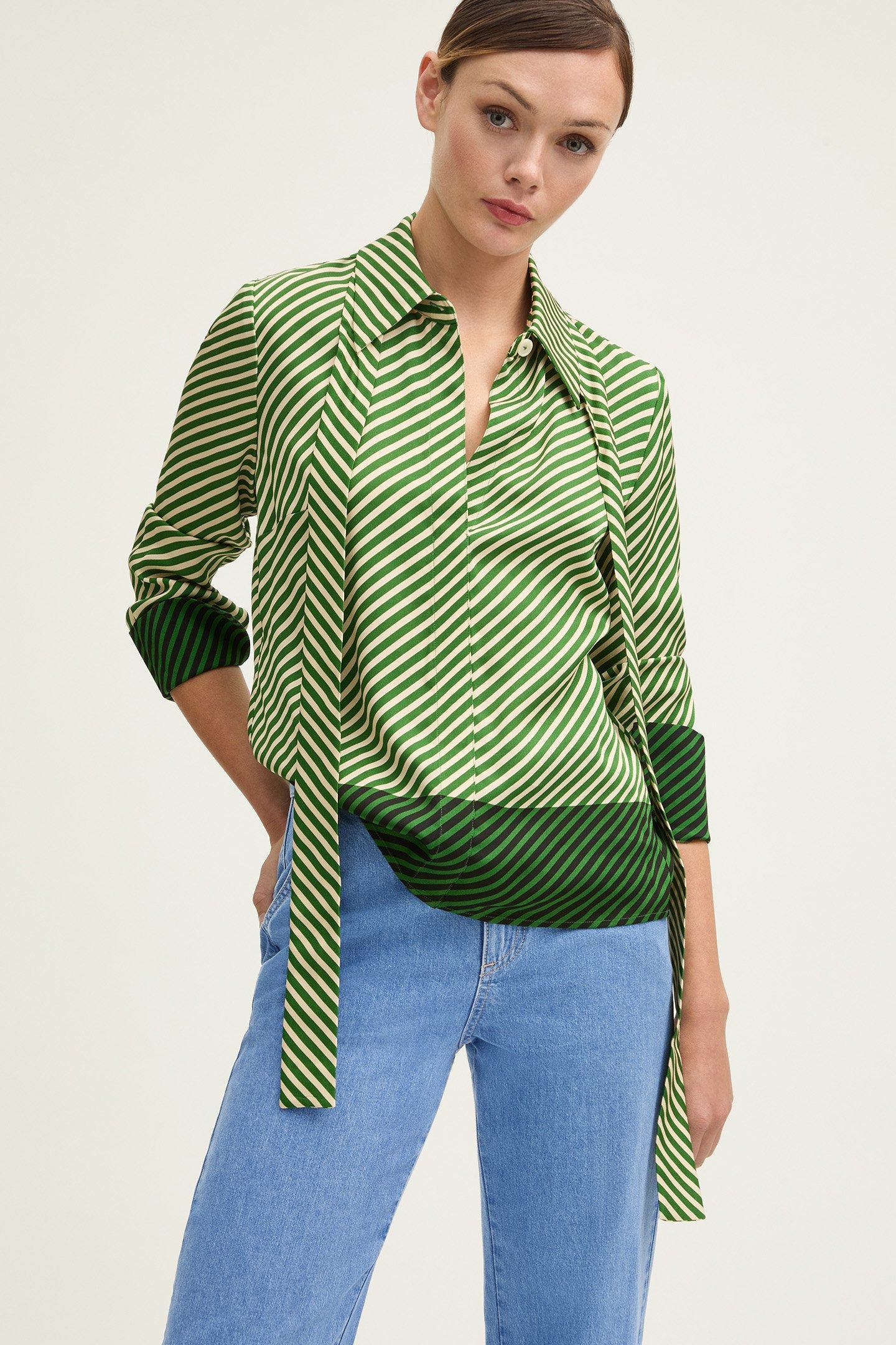 TW LIZE STRIPE SHIRT GREEN 1