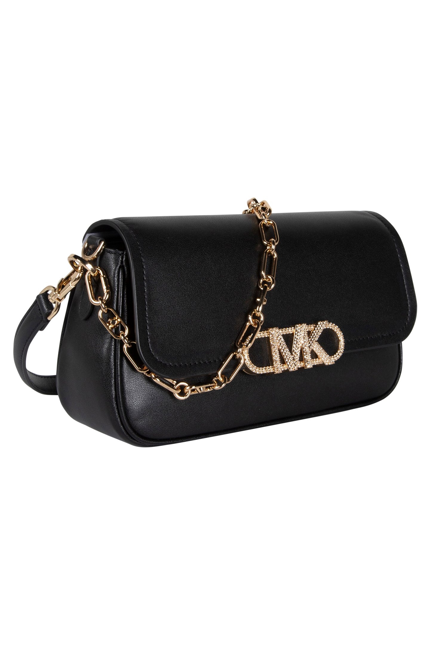 LEATHER CHAIN SHOULDER BAG IN BLACK 4