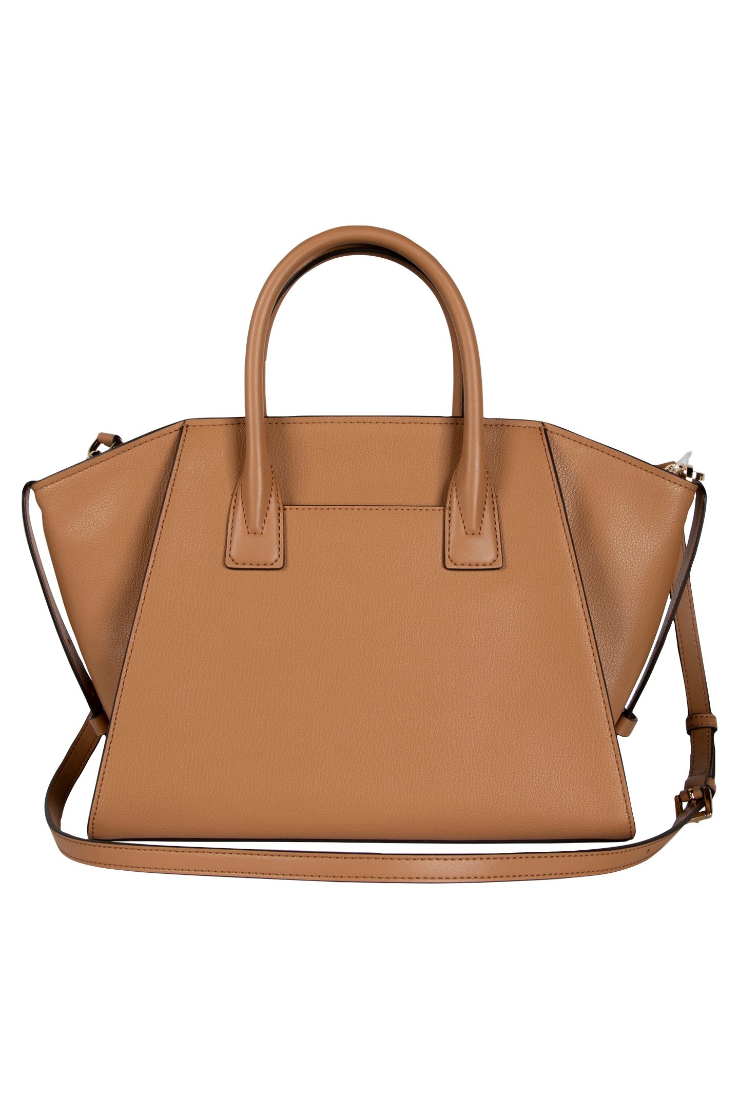 LEATHER TOP ZIP SATCHEL IN BEIGE 3