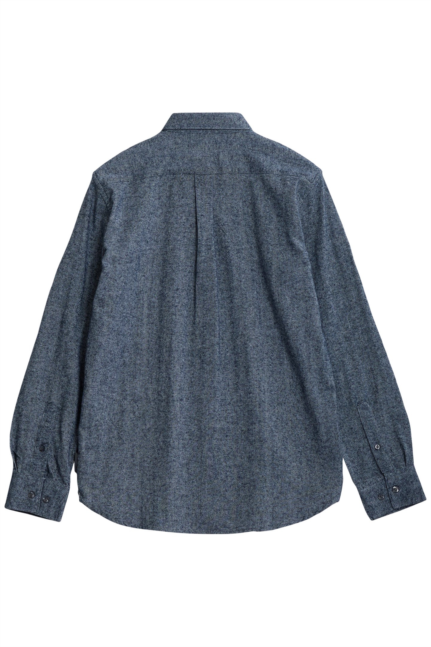 HERRINGBONE FLANNEL LS LGT GREY MEL/MARINE 2