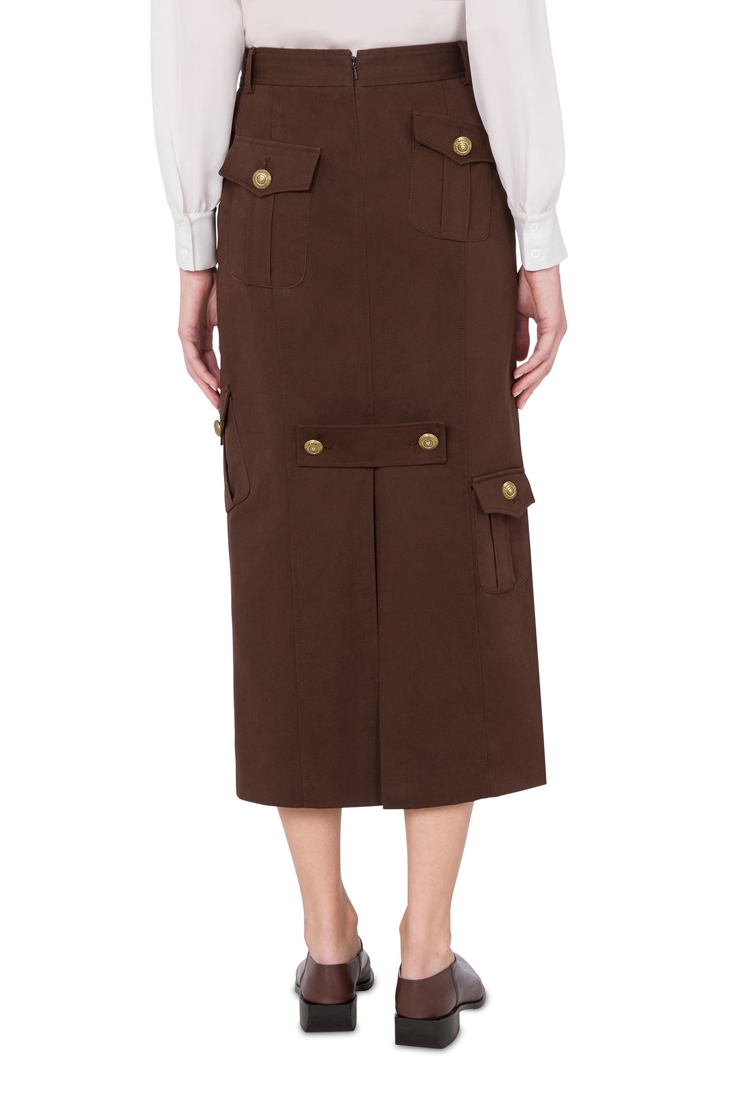 MILITARY TWIST GABARDINE SKIRT BROWN 2