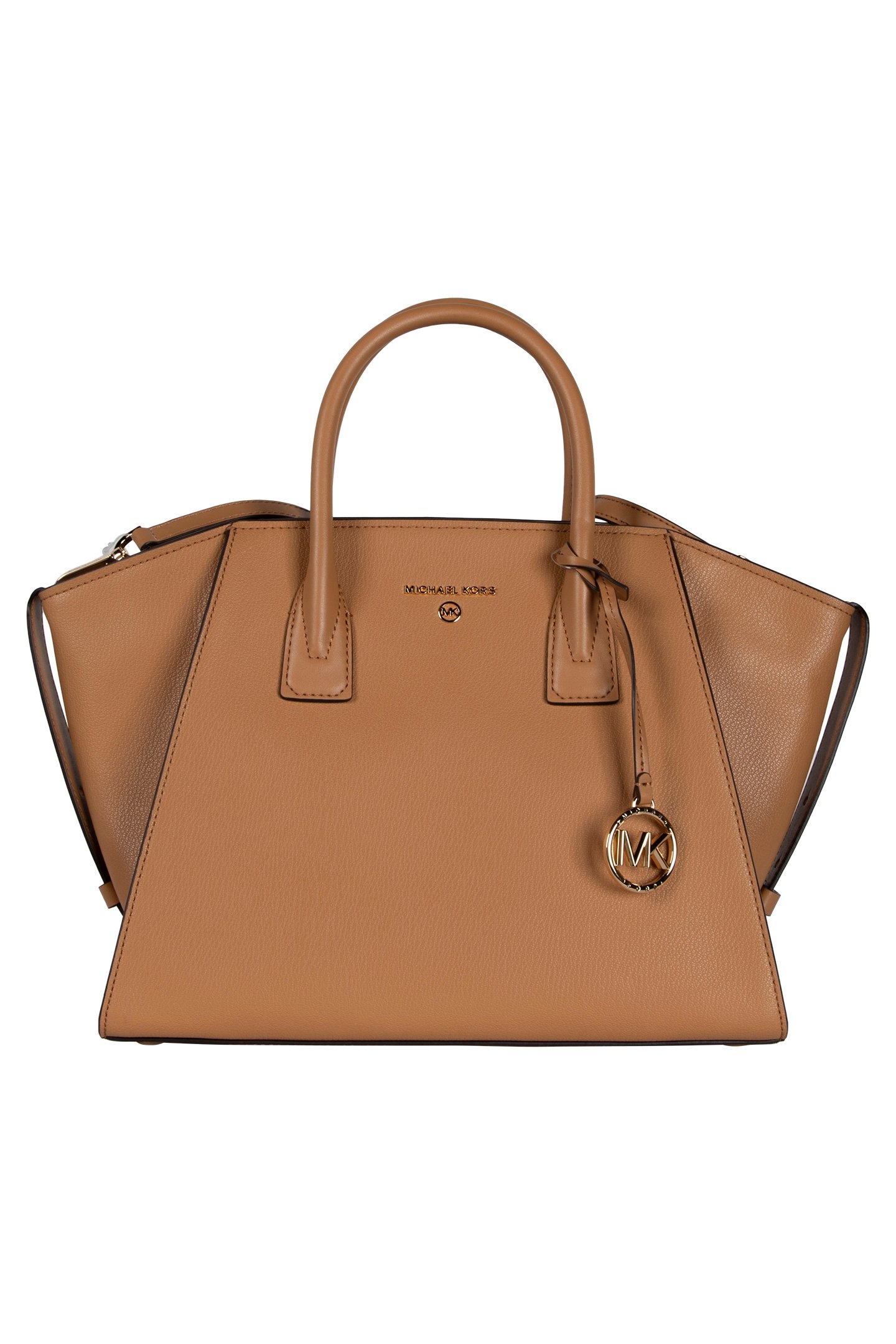 LEATHER TOP ZIP SATCHEL IN BEIGE 2