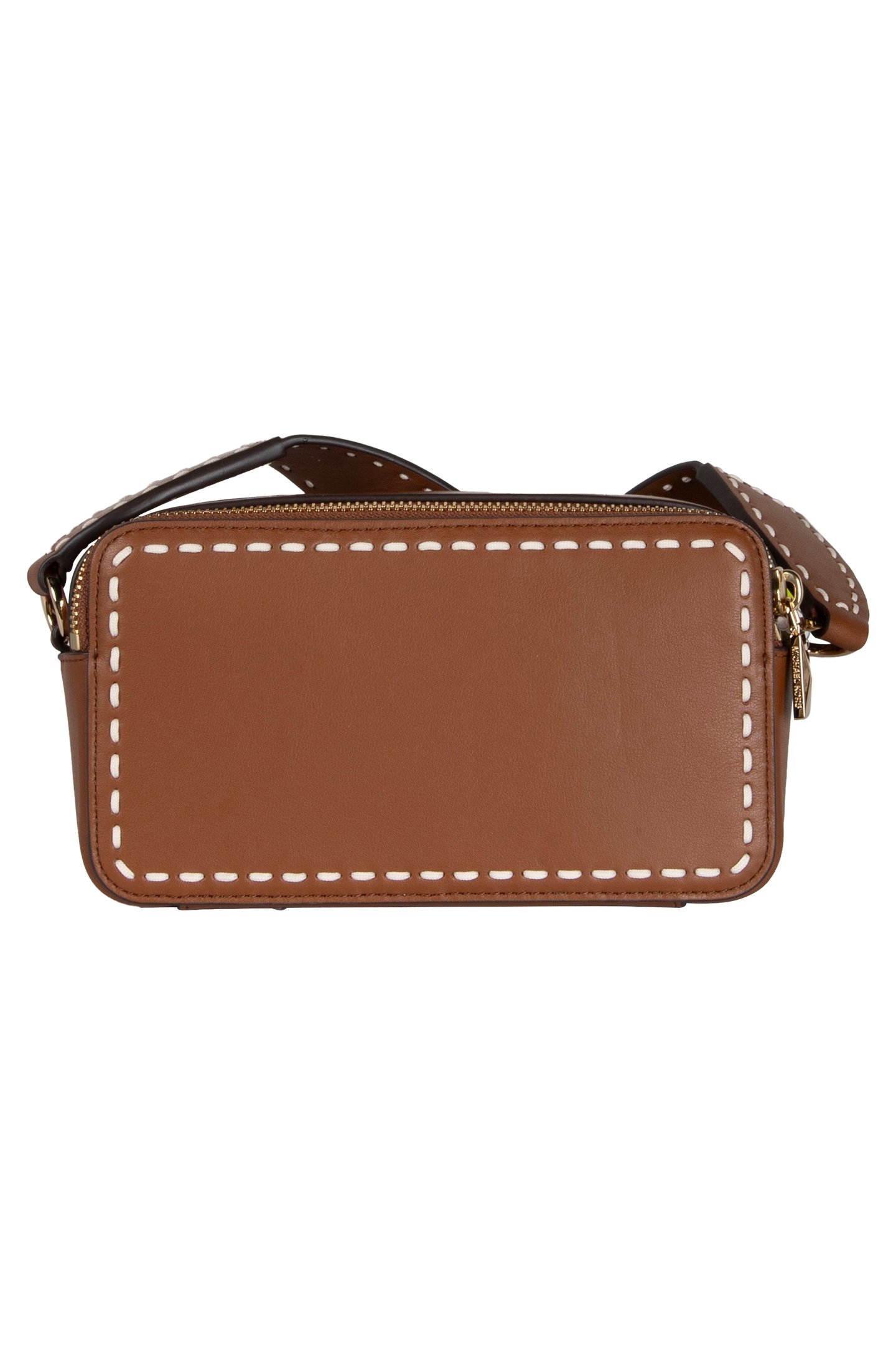 SMALL DOUBLE ZIP CAMERA CHAIN CROSS BODY BAG IN BROWN 3