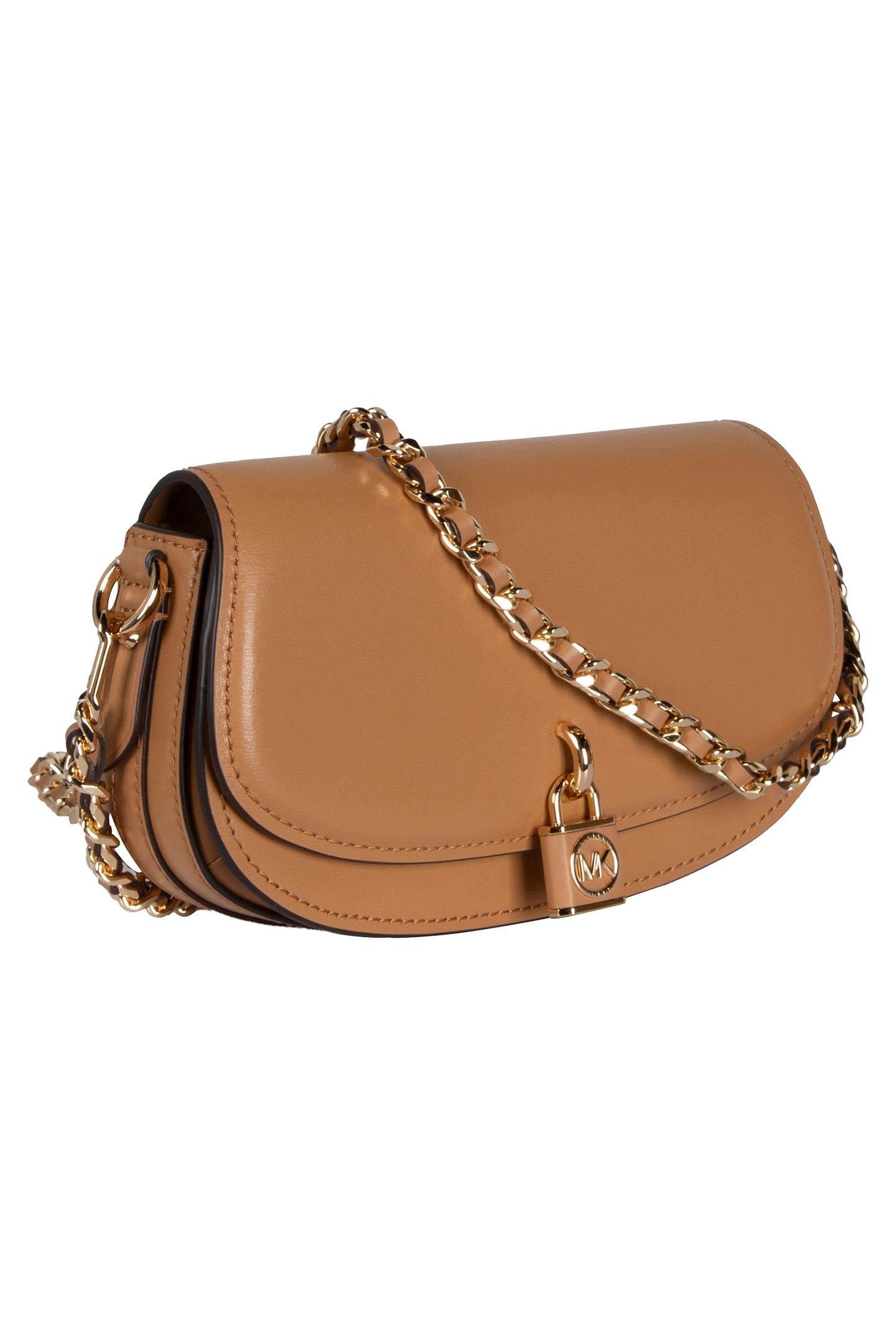 LEATHER CHAIN SLING MESSENGER SHOULDER BAG IN BEIGE 3