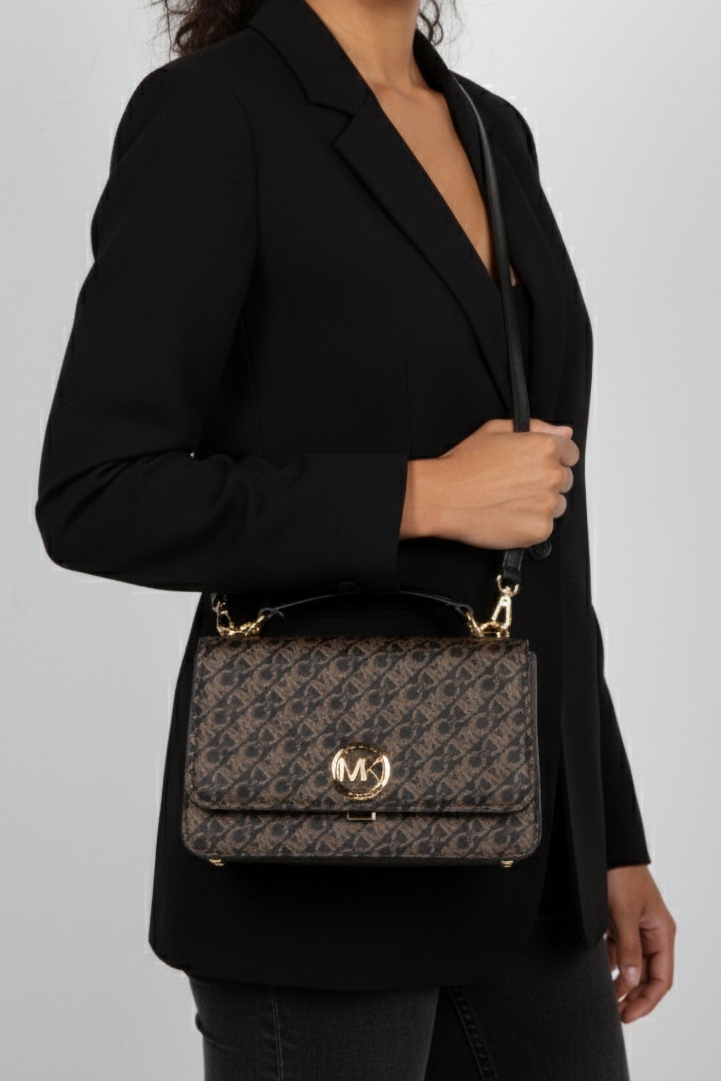 MD EW TH CHN SATCHEL BLK/PALEGOLD 1