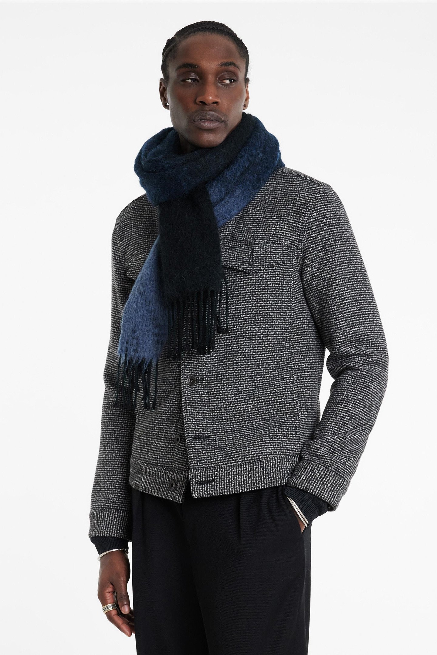 MIXED COLOR SCARF INK BLUE 2