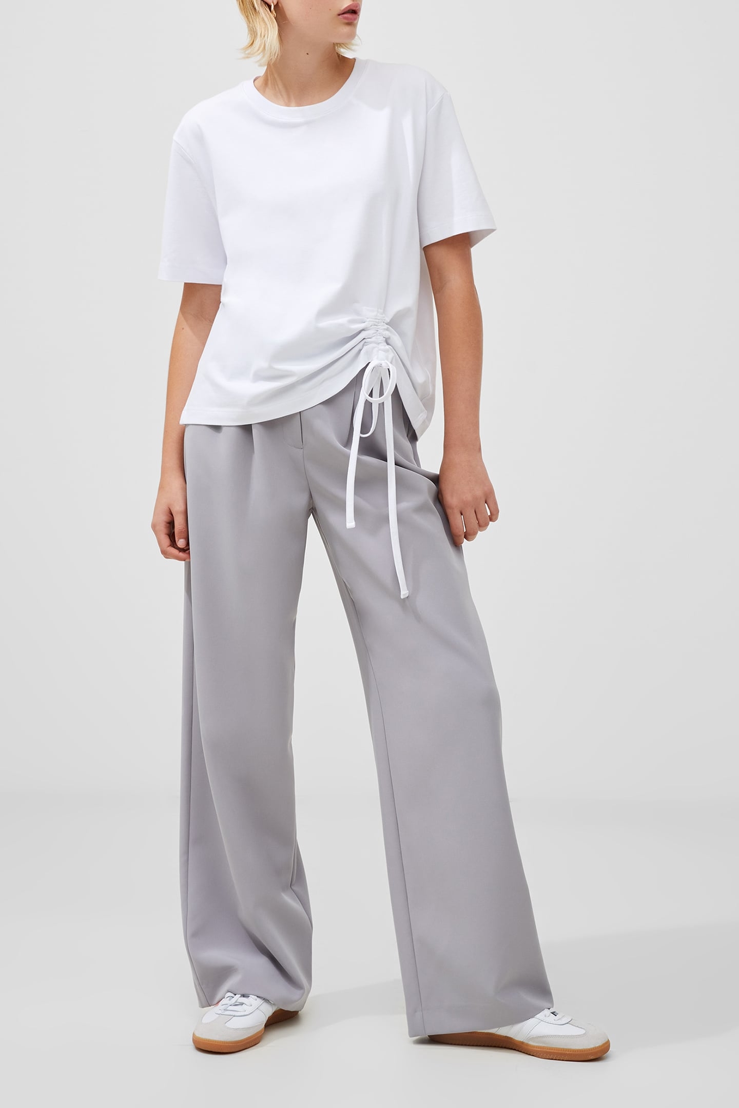 RALLIE COTTON ROUCHED T-SHIRT LINEN WHITE 2