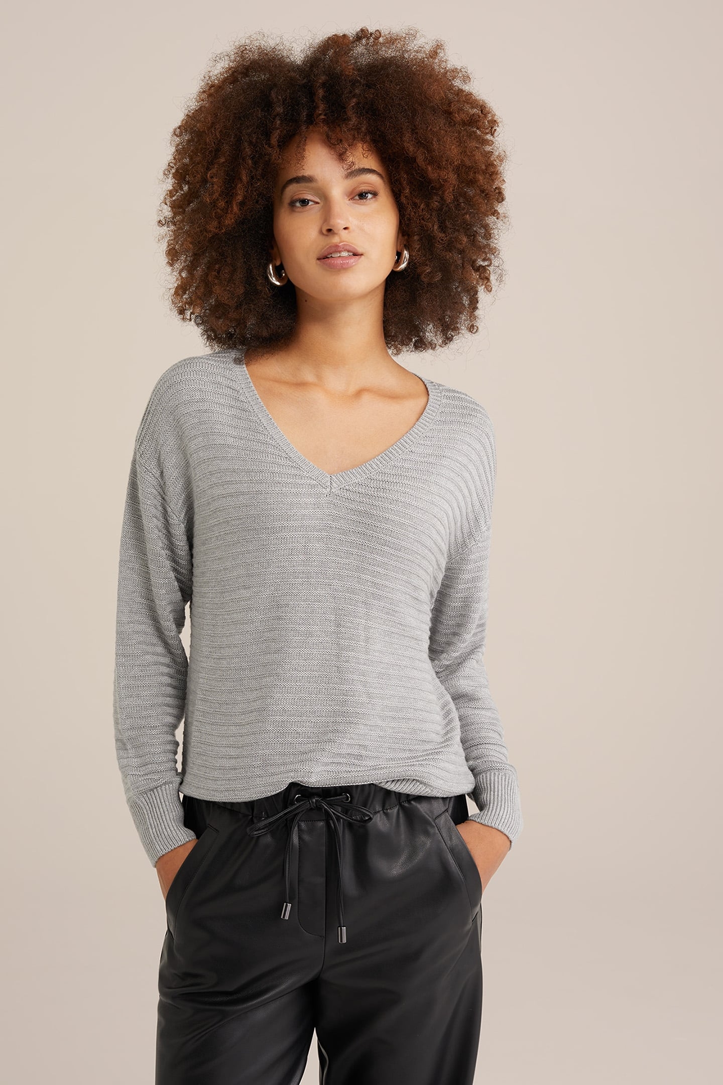 KNITTED PULLOVER LIGHT GREY 1
