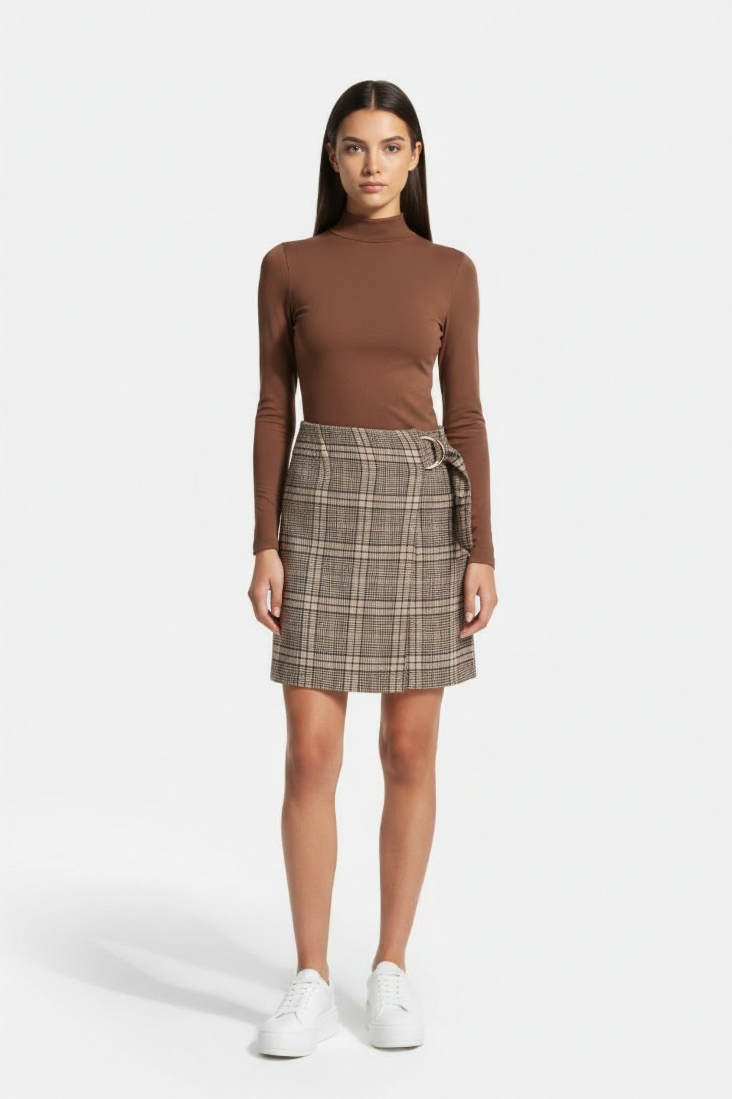 WRAP MIDI SKIRT IN BROWN 1