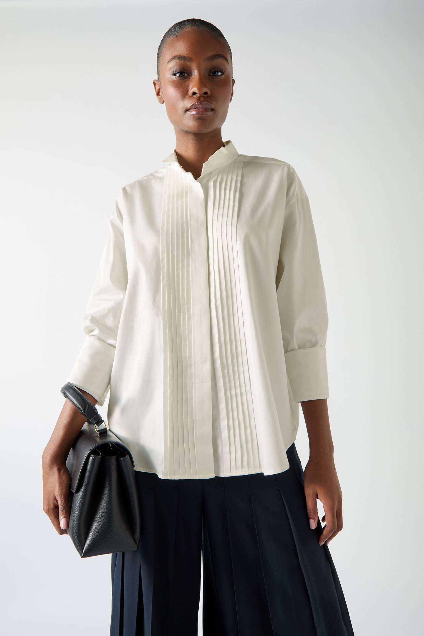 TW COLETTE PLEAT SHIRT WHITE 1