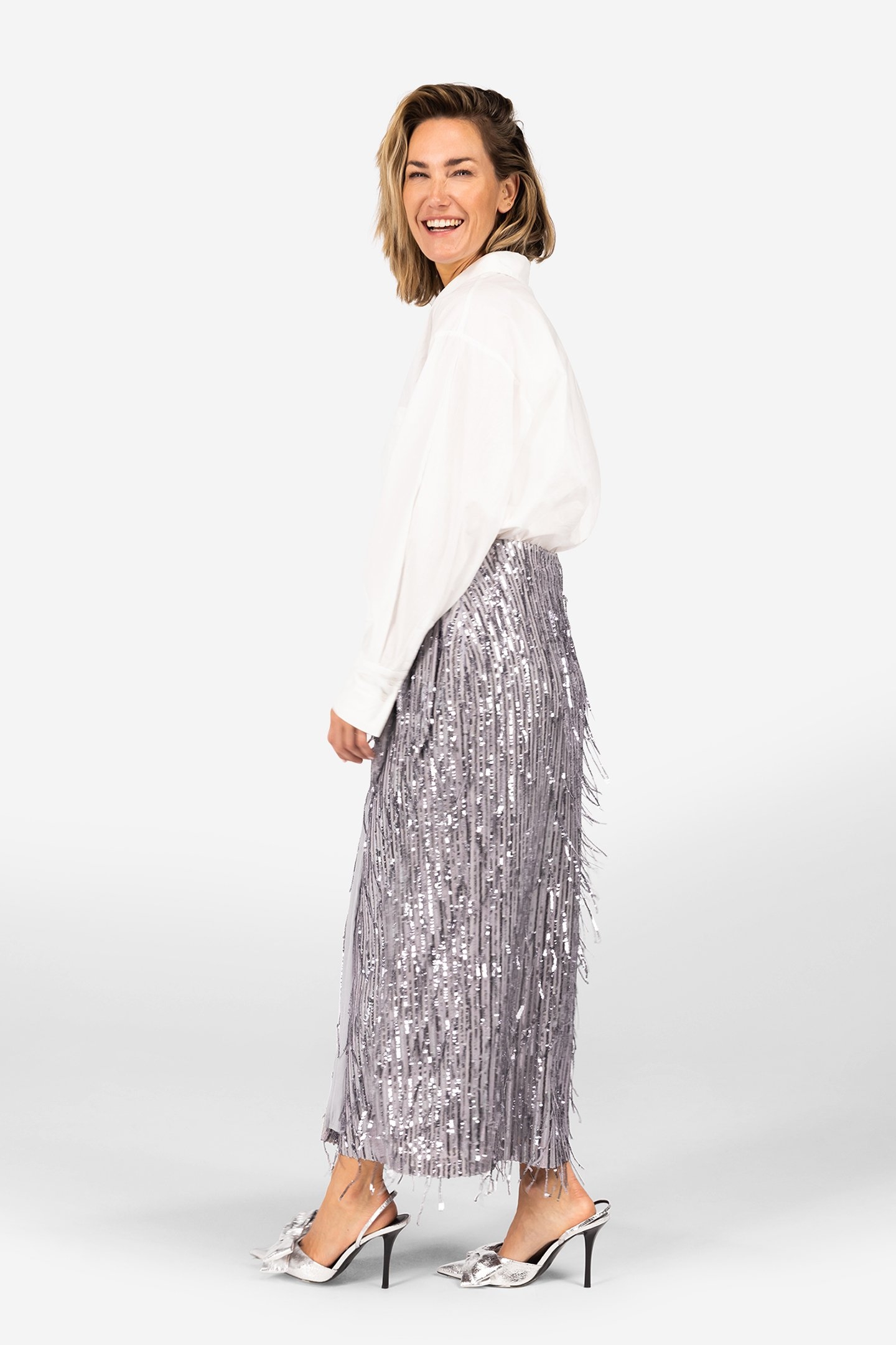 SIERA - PARTY SKIRTS GREY FRINGED 5