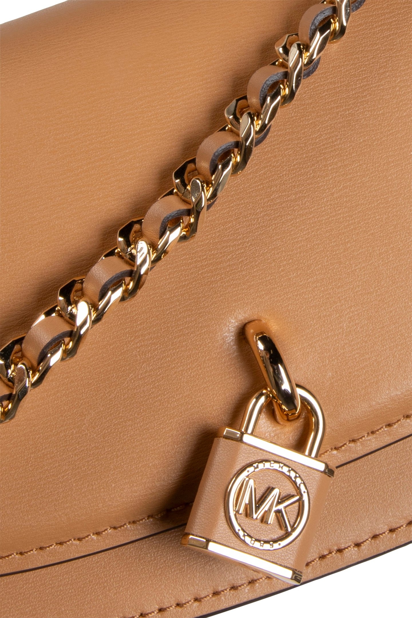 LEATHER CHAIN SLING MESSENGER SHOULDER BAG IN BEIGE 5