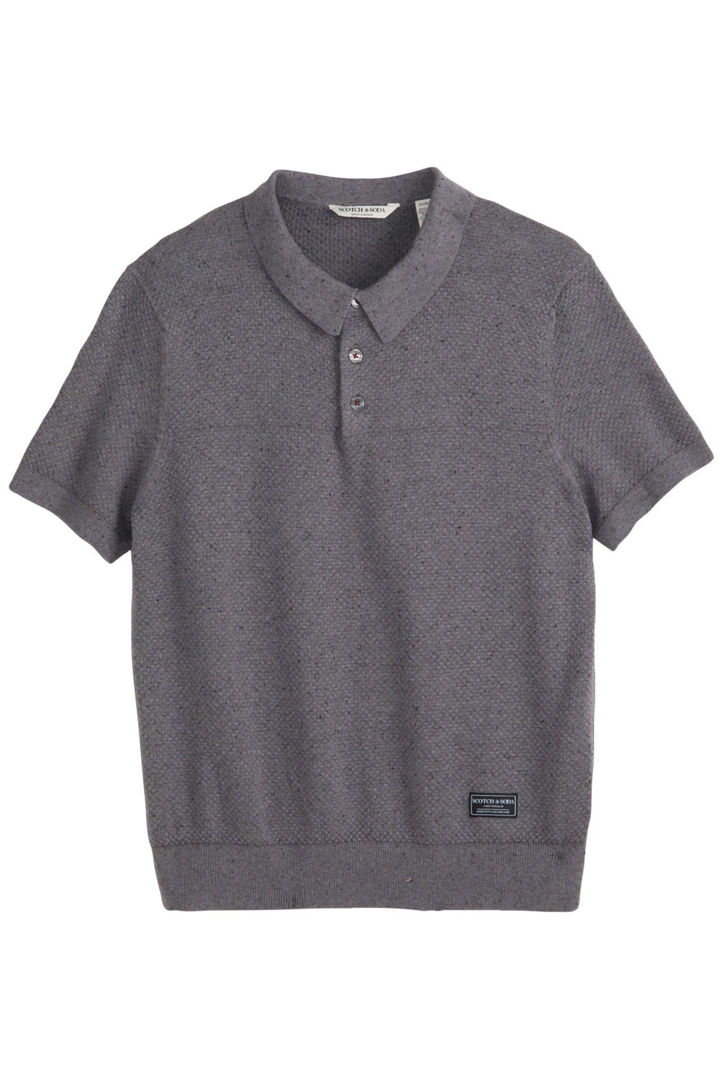 SS NEPS TEXTURE STITCH POLO SWEATER DARK GREY 1