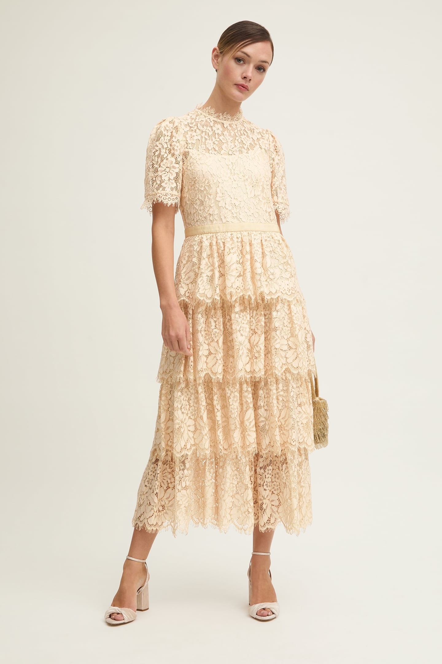 DR CECILY LACE TIERED DR CHAMPAGNE 1