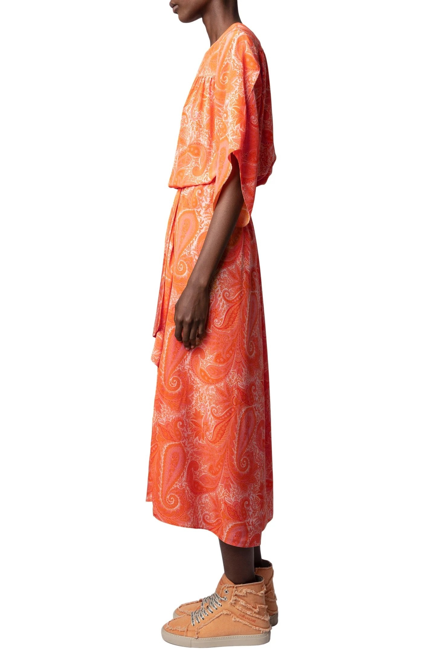 RUSTY PAISLEY DRESS CORAIL 2