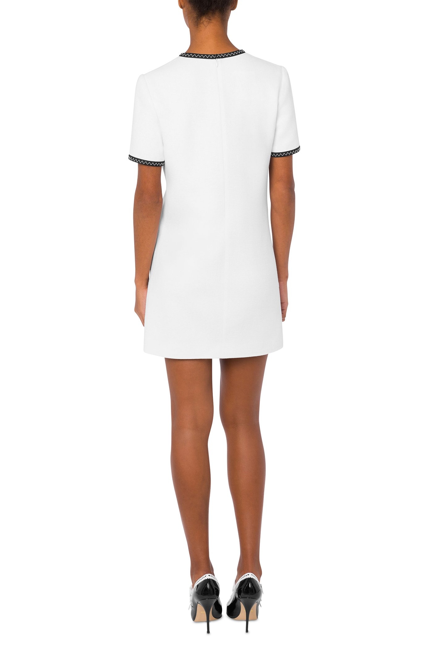 GOLD HEART BUTTONS SHORT-SLEEVED DRESS WHITE 2