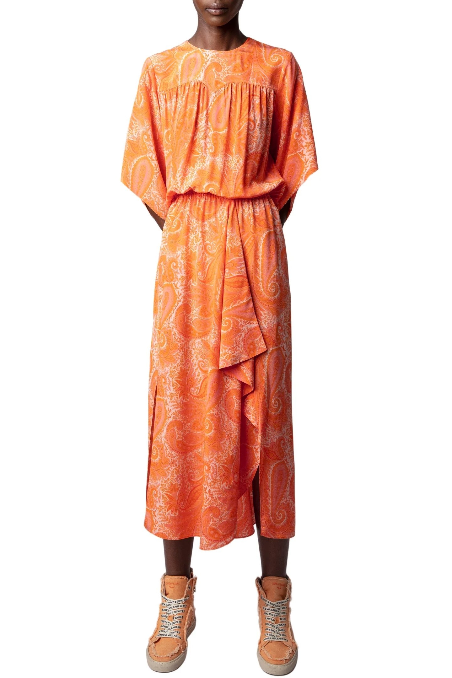 RUSTY PAISLEY DRESS CORAIL 1