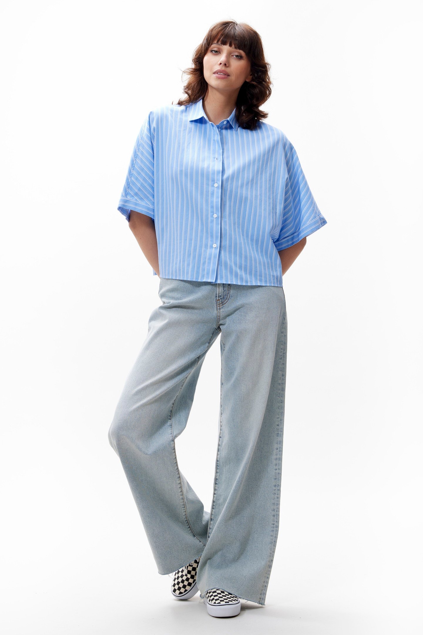 SHORT SLEEVE BLOUSE CORNFLOWER BLUE 1