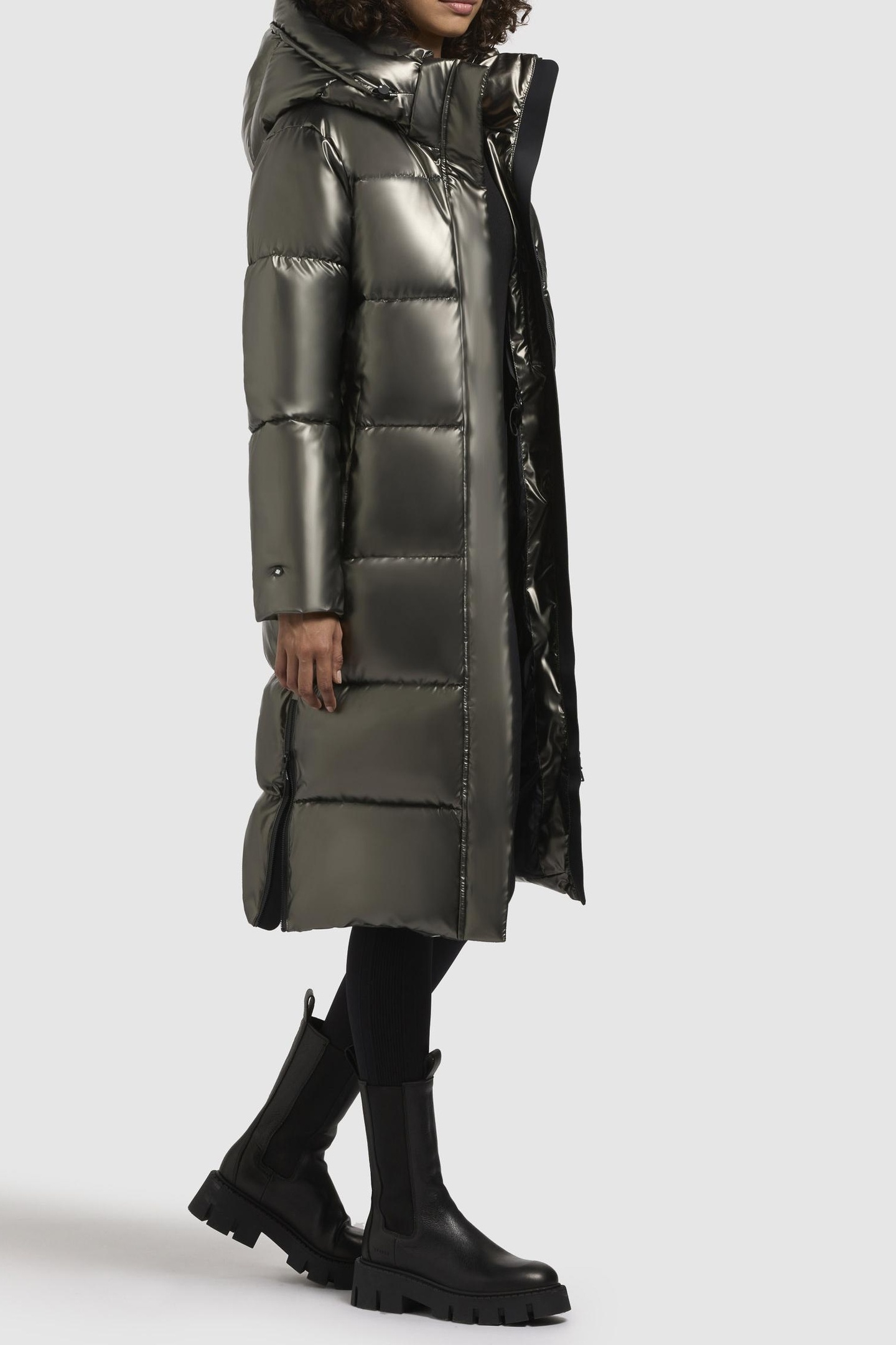 RACHEL SHINY COAT MUD BROWN 7
