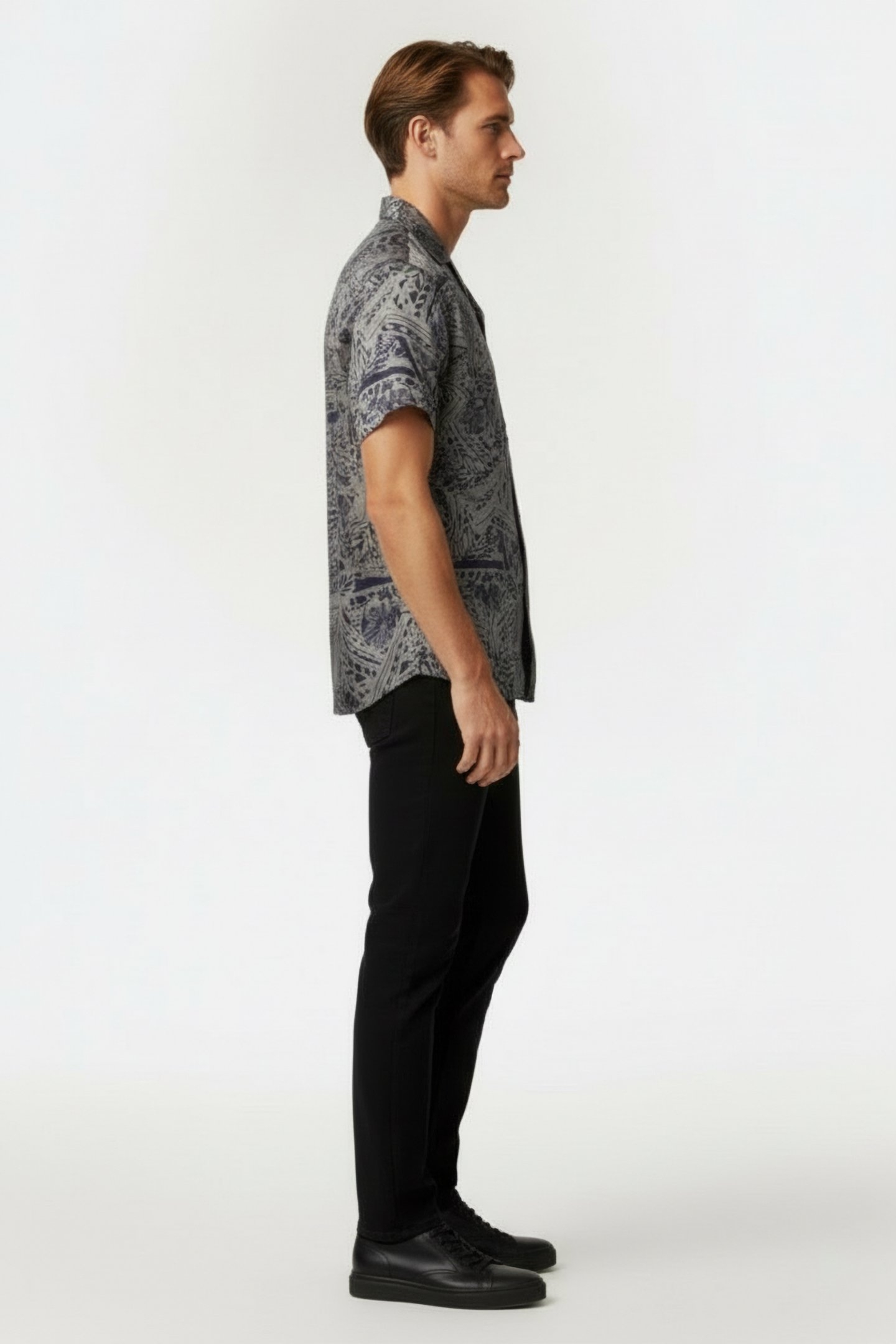 PRINTED CUBAN COLLAR SHIRT KHAKI 3