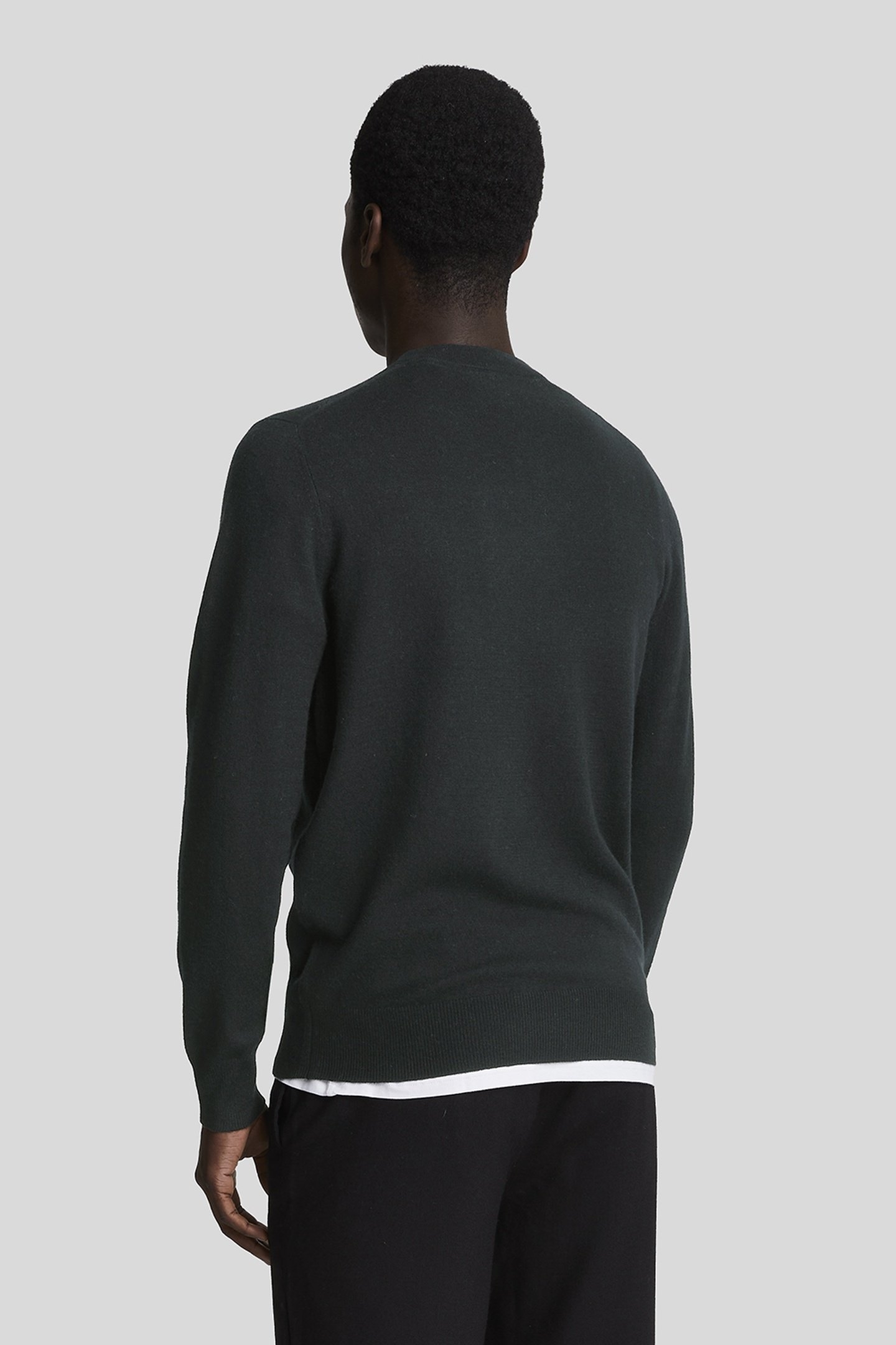 TONAL EAGLE LAMBSWOOL CREW NECK JUMPER JET BLACK 5
