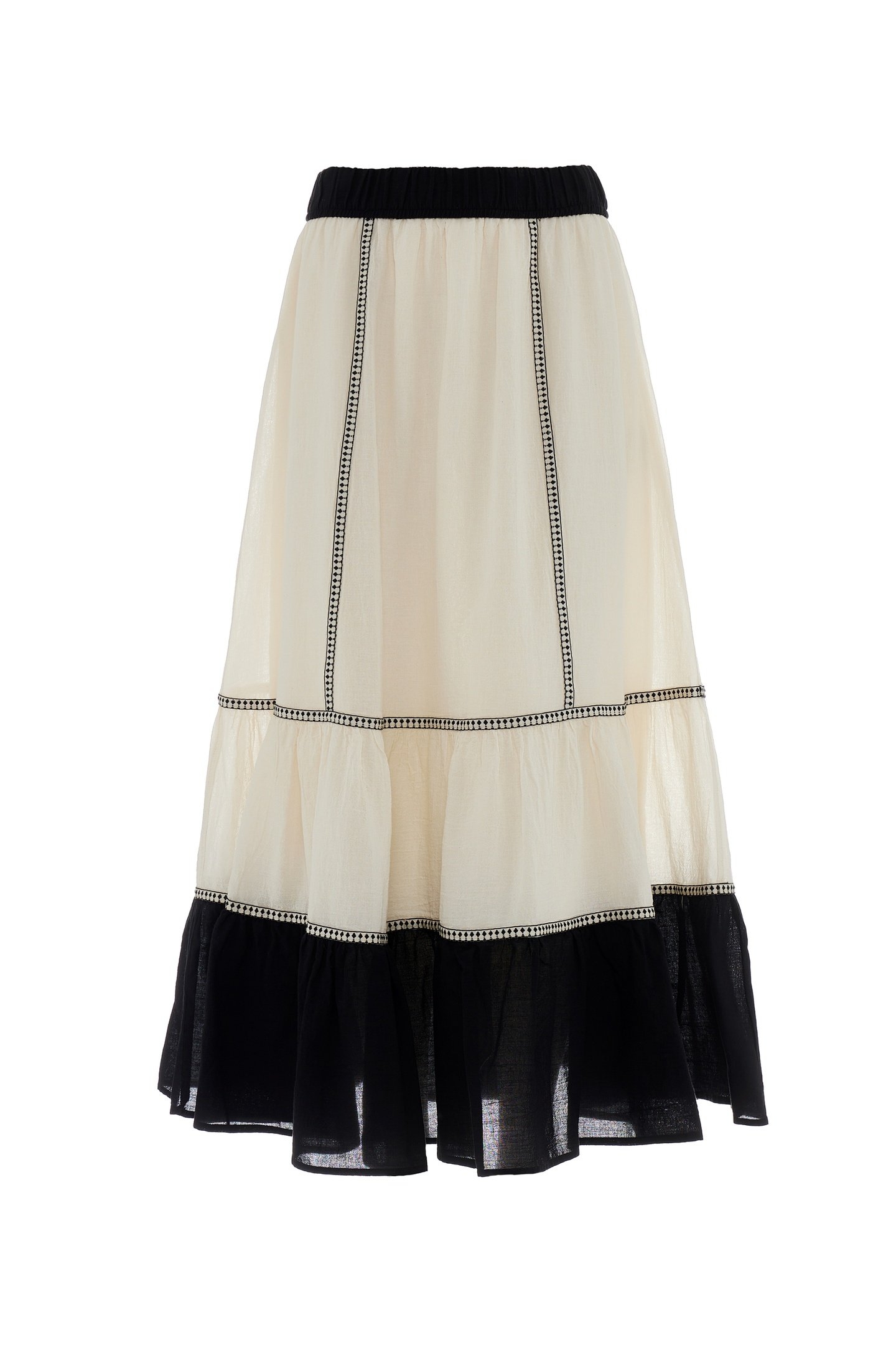 ERATO MIDI SKIRT GAZE BLACK OFFWHITE 2