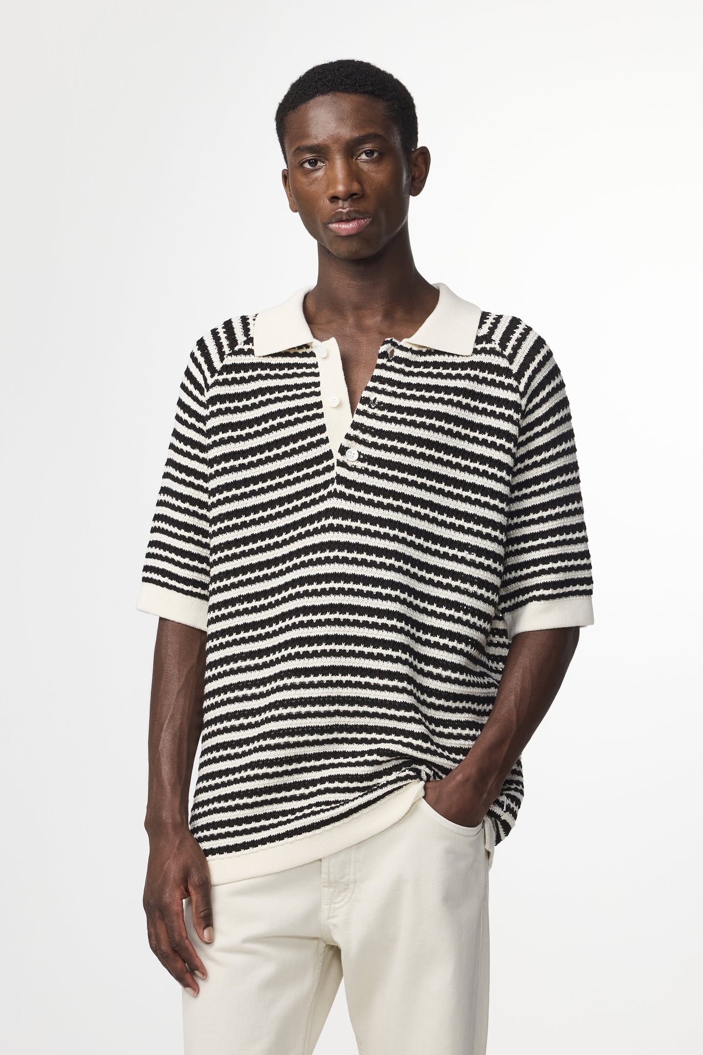 BRETT SS POLO 6686 BLACK STRIPE 2