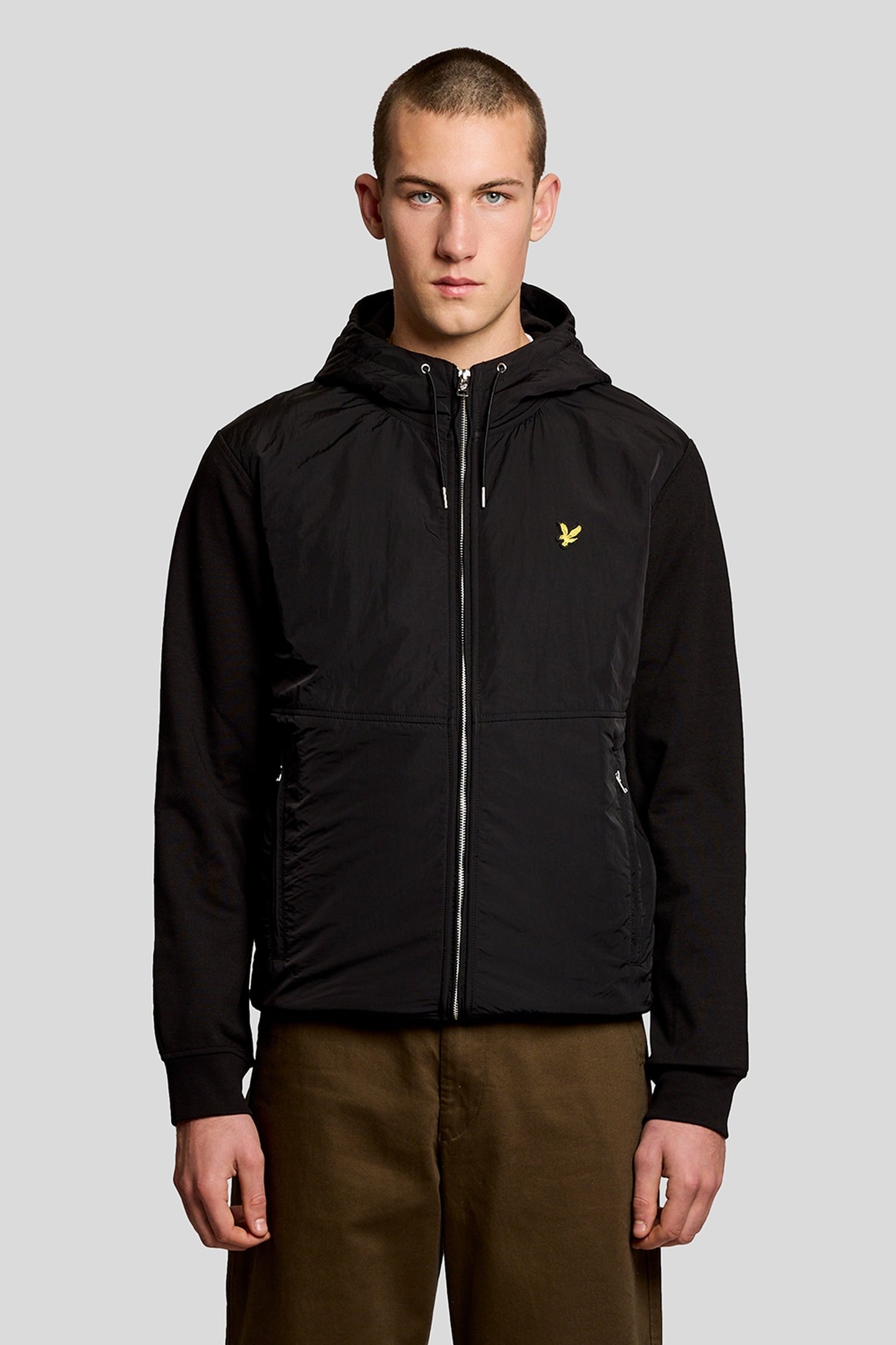 HALF RAGLAN HYBRID HOODIE JET BLACK 1