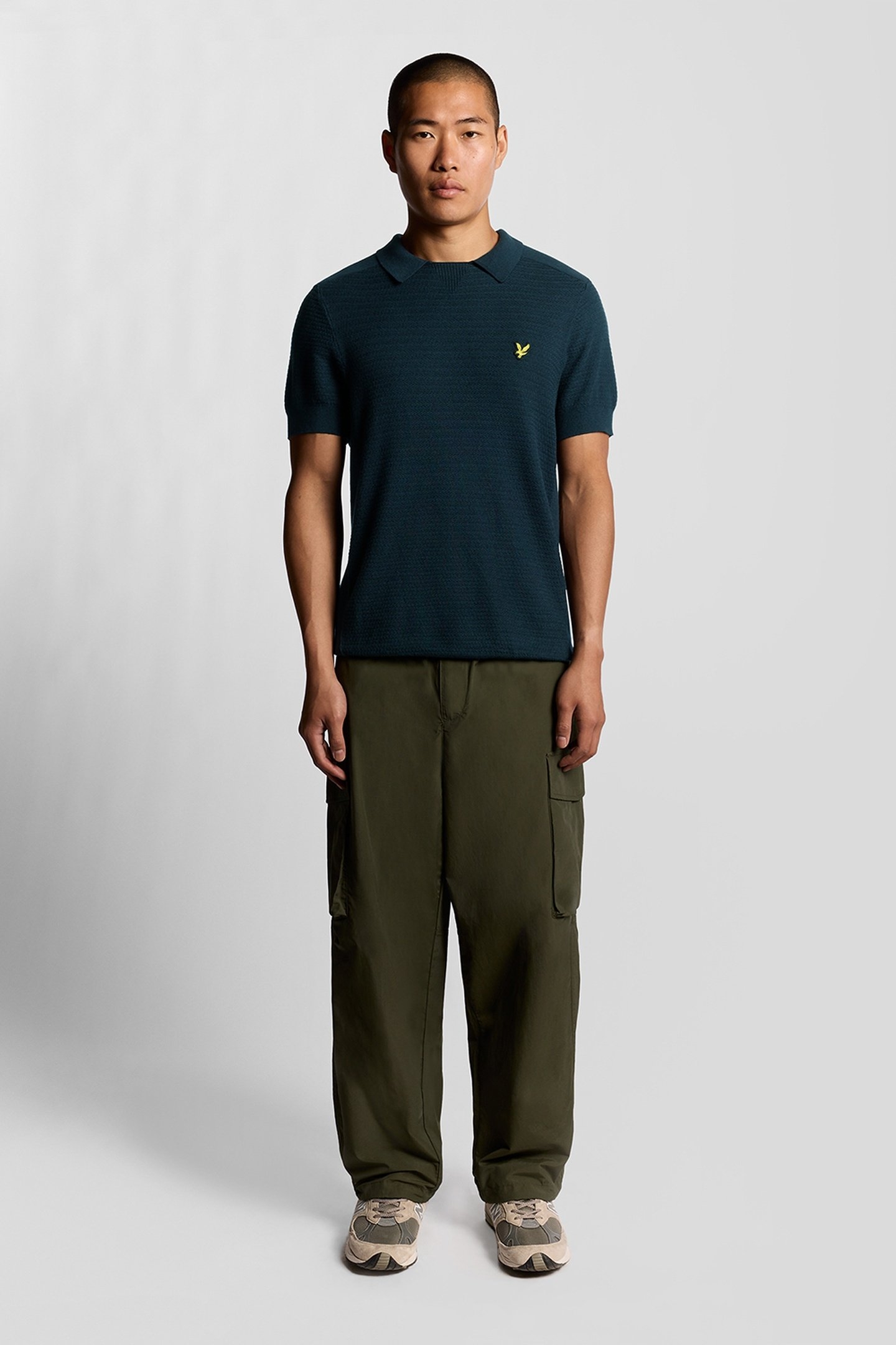 HERRINGBONE KNITTED POLO DARK NAVY 1