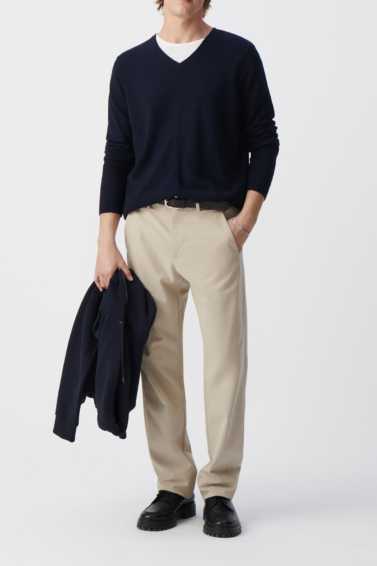 NAVY COTTON CASHMERE KNIT SWEATER 1