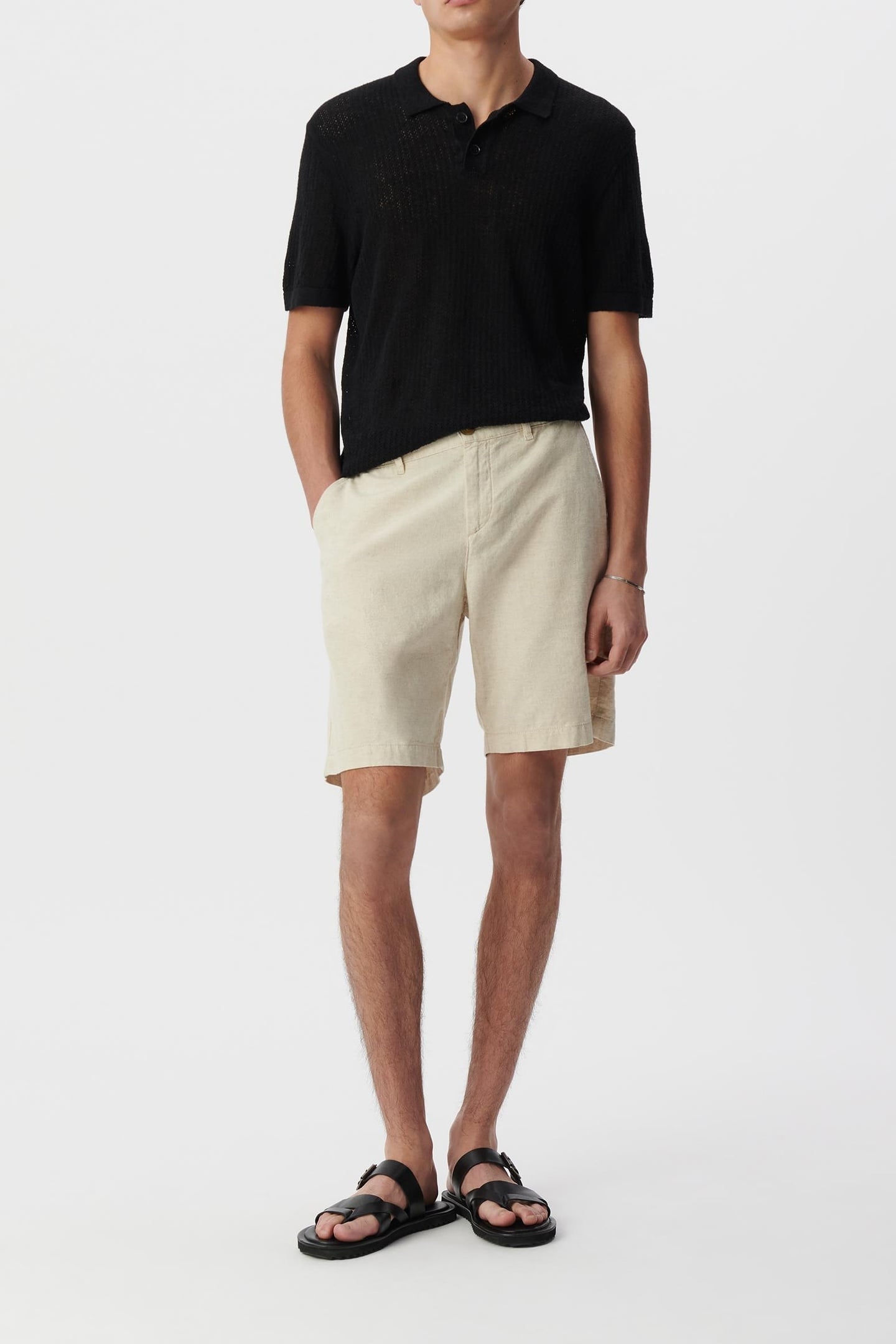 BEIGE LINEN AND COTTON BERMUDAS 1