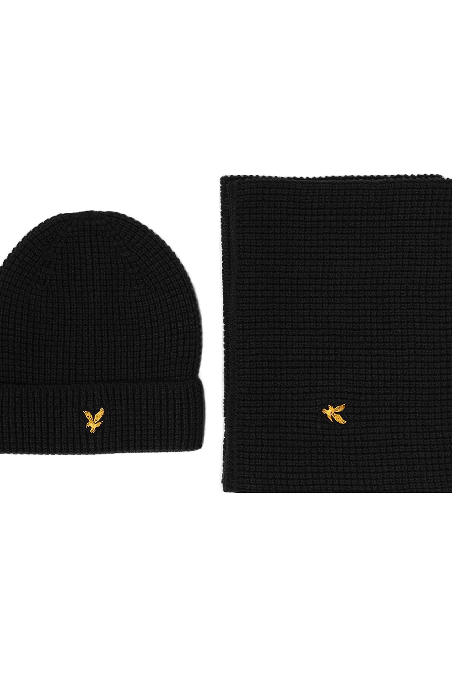 BRUSHED SCARF AND BEANIE SET JET BLACK 1