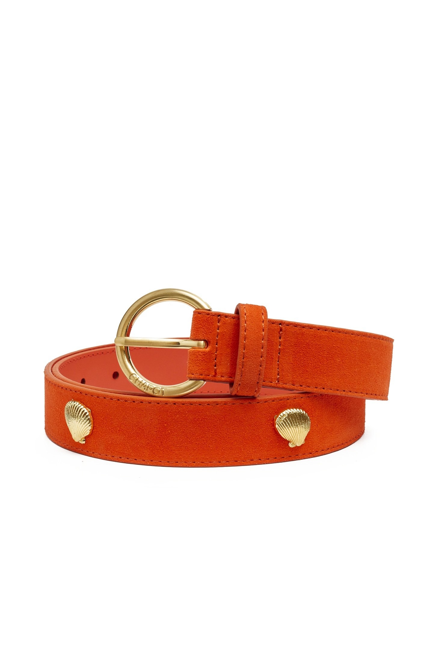 STUDDED SHELL BELT TANGERINE 2