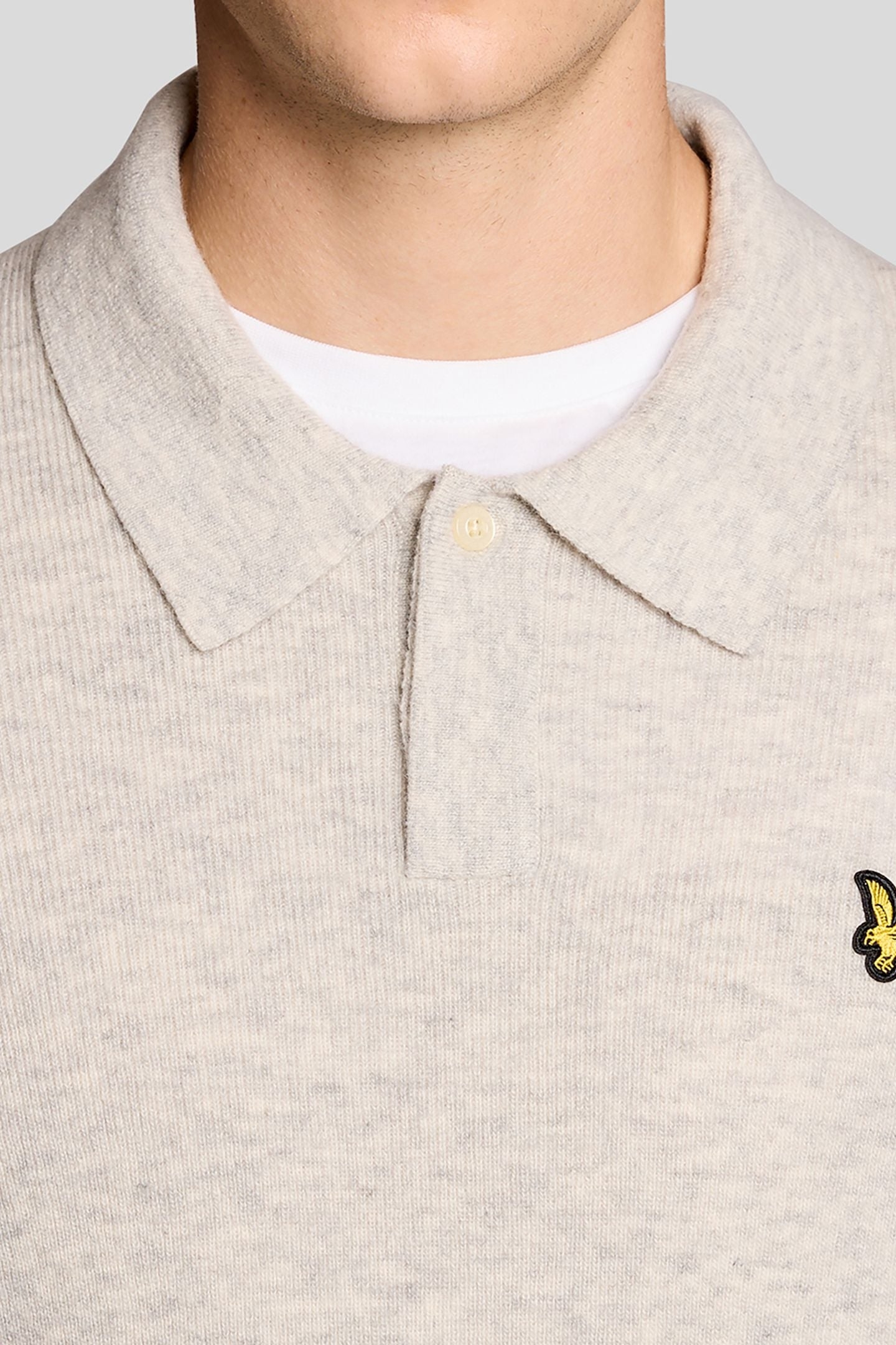 LAMBSWOOL BLEND RUGBY JUMPER LIGHT GREY MARL 5