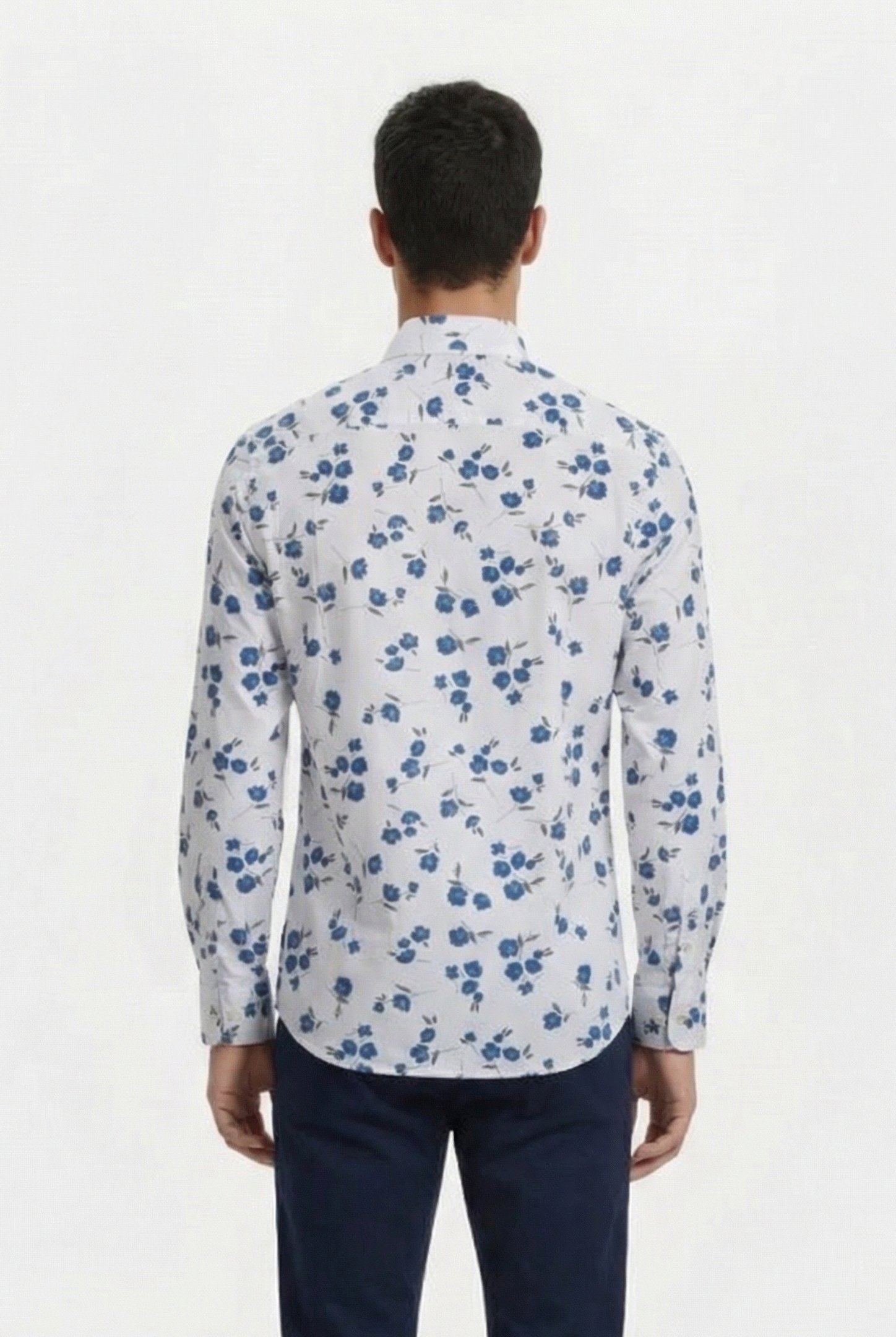 LARGE FLORAL CUT LONG SLEEVE SHIRT WHITE 2