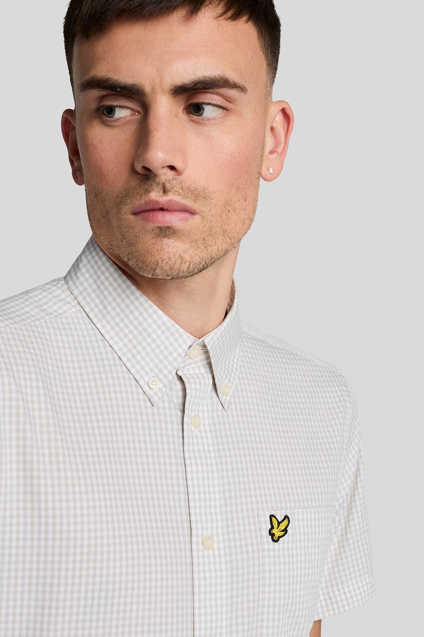 SHORT SLEEVE SLIM FIT GINGHAM SHIRT COVE/WHITE 5