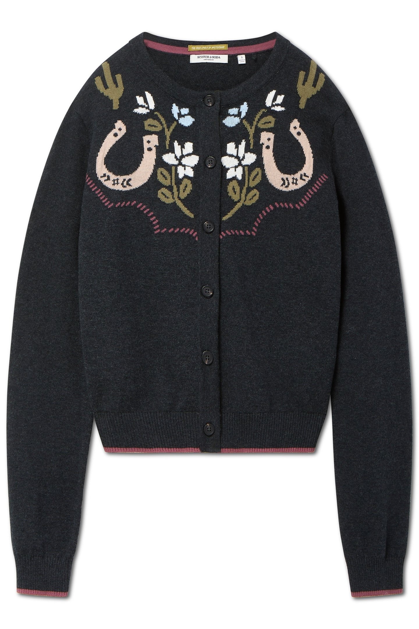 CREW NECK CARDIGAN CHARCOAL GREY HEATHER 5