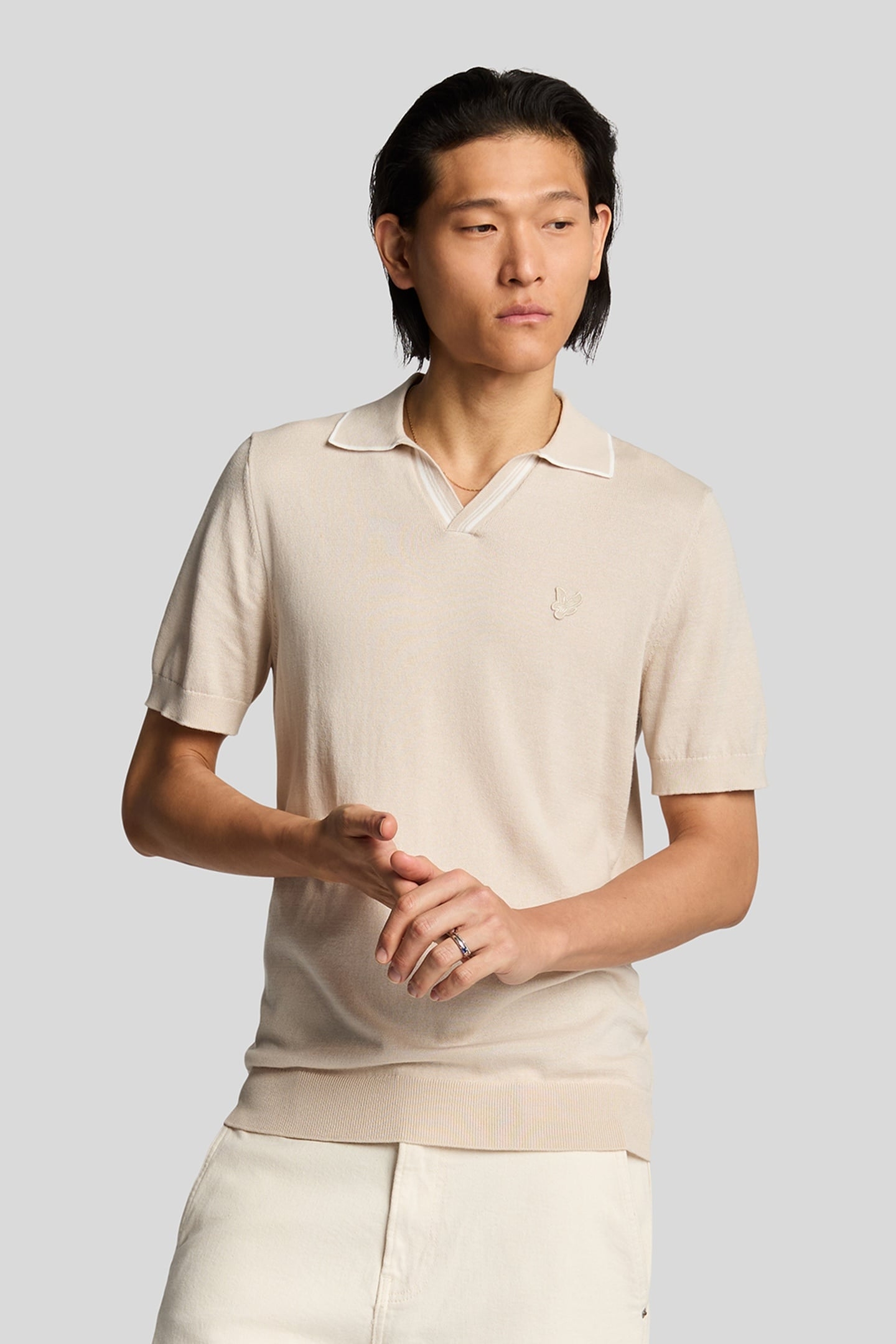 TIPPED KNITTED OPEN COLLAR POLO COVE 1