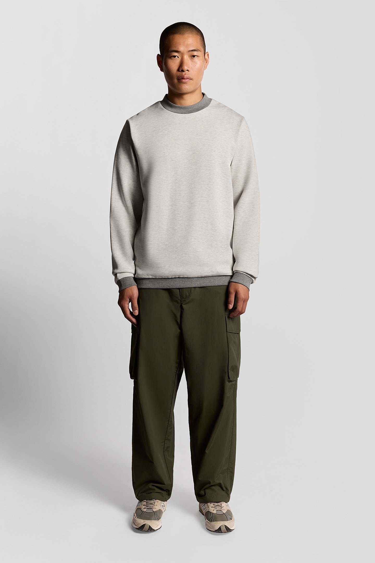 HALF RAGLAN CREW NECK SWEATSHIRT LIGHT GREY MARL 2