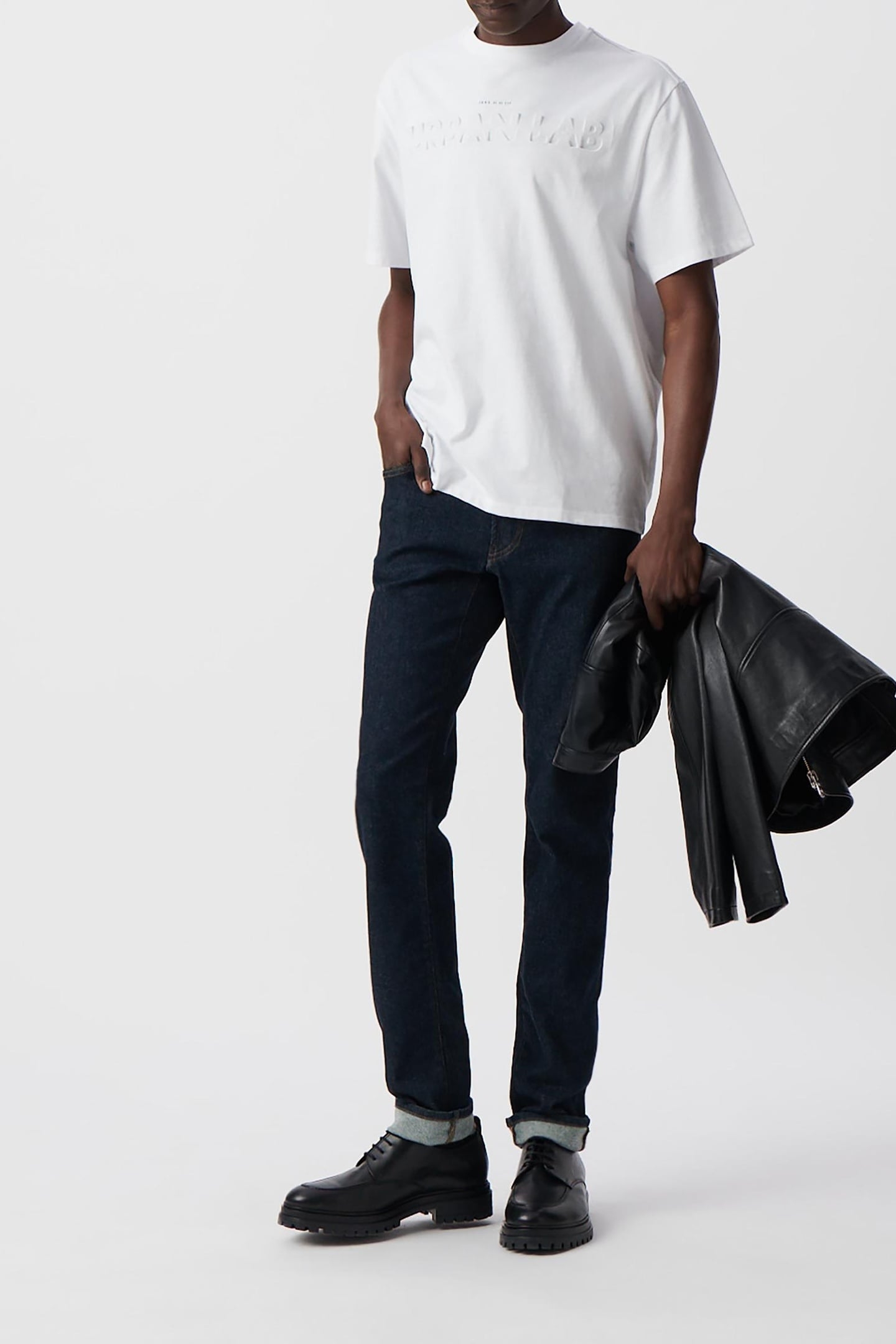 WHITE DRY FAST T-SHIRT WITH EMBOSSED SLOGAN 1