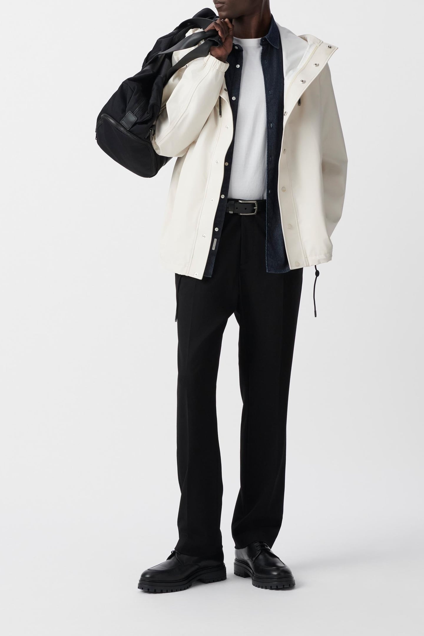 CHALK RUBBER NYLON HOODED JACKET 1