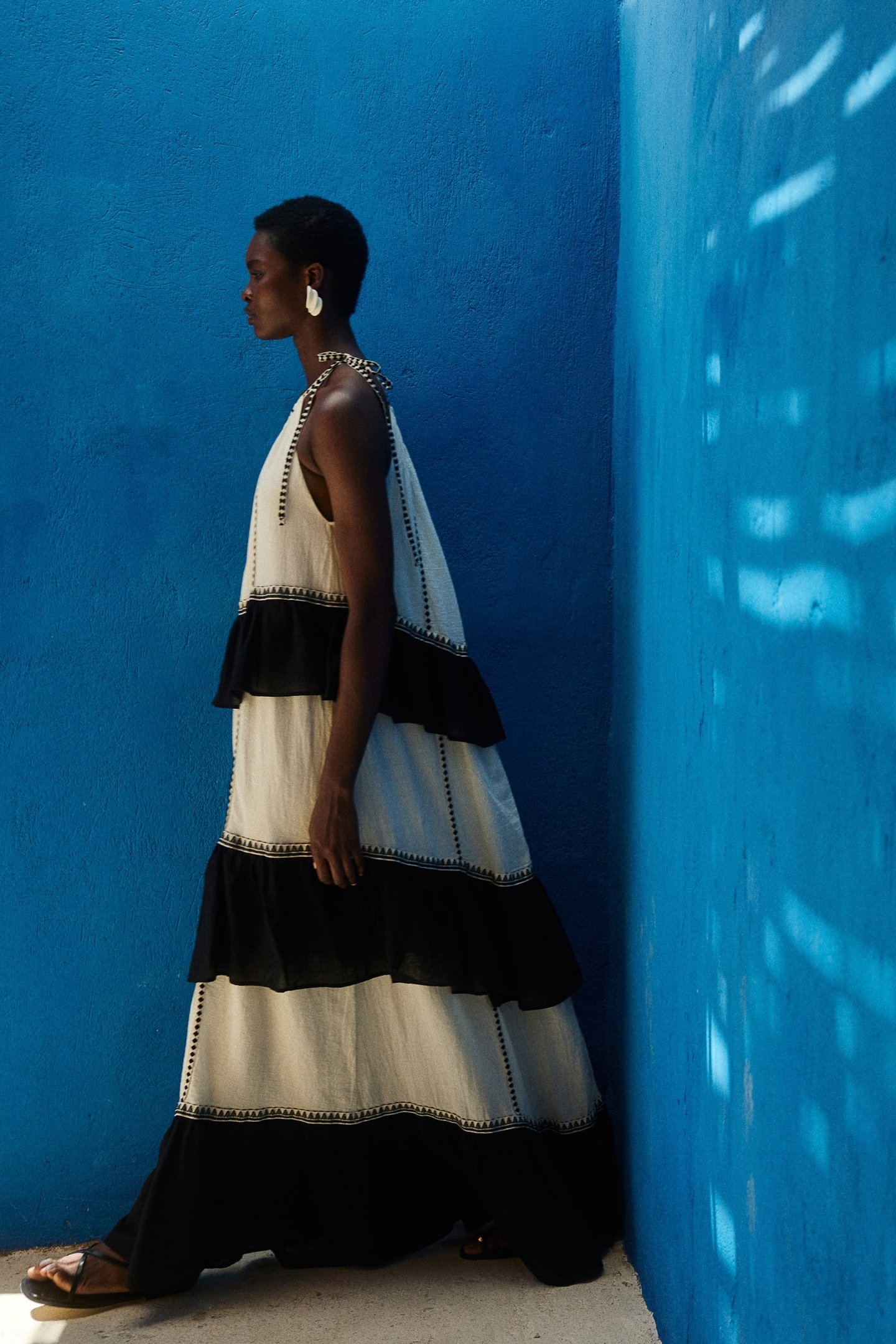 KLEIO LONG DRESS GAZE BLACK OFFWH 1