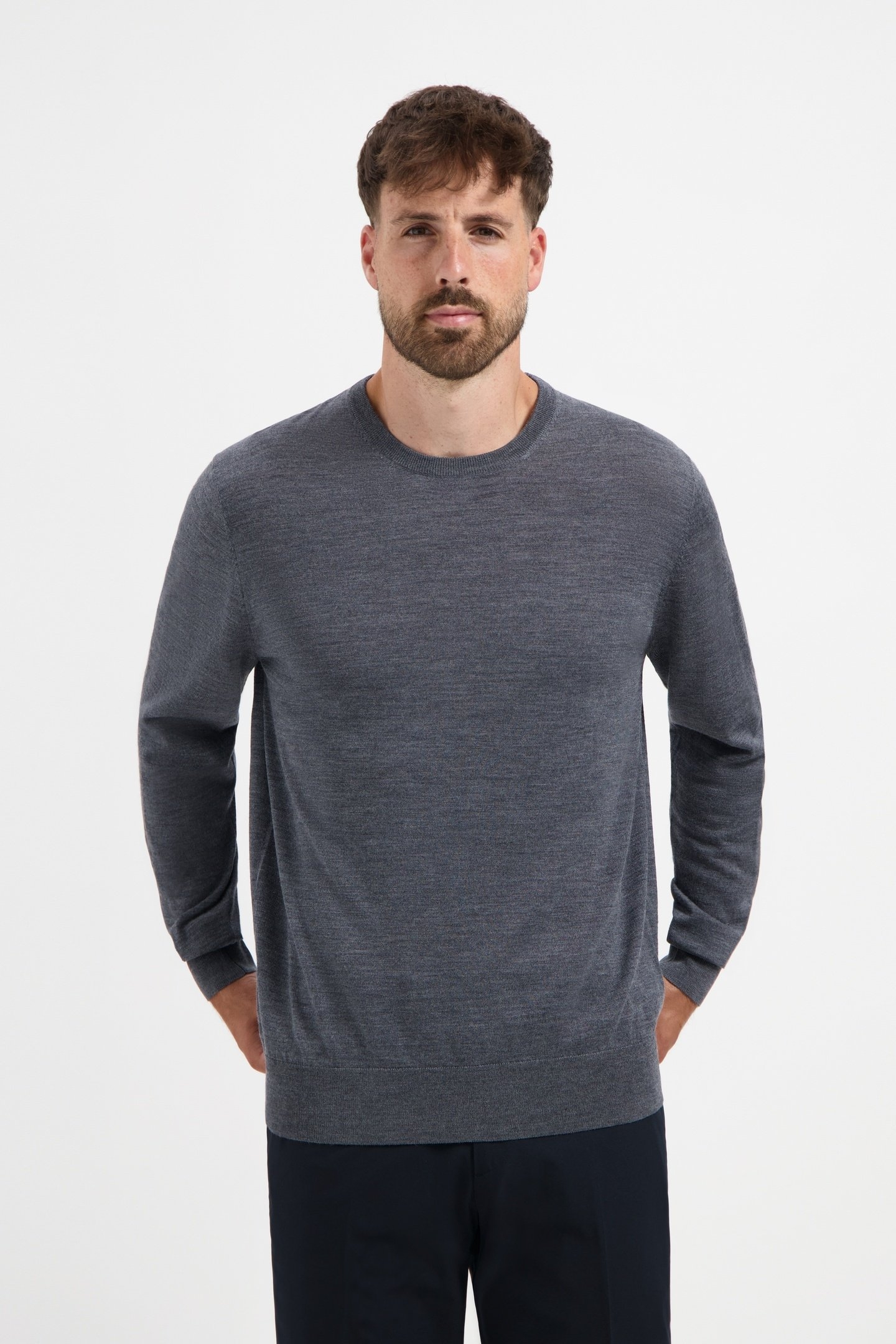 CREW NECK 100% MERINO STORM GREY 1