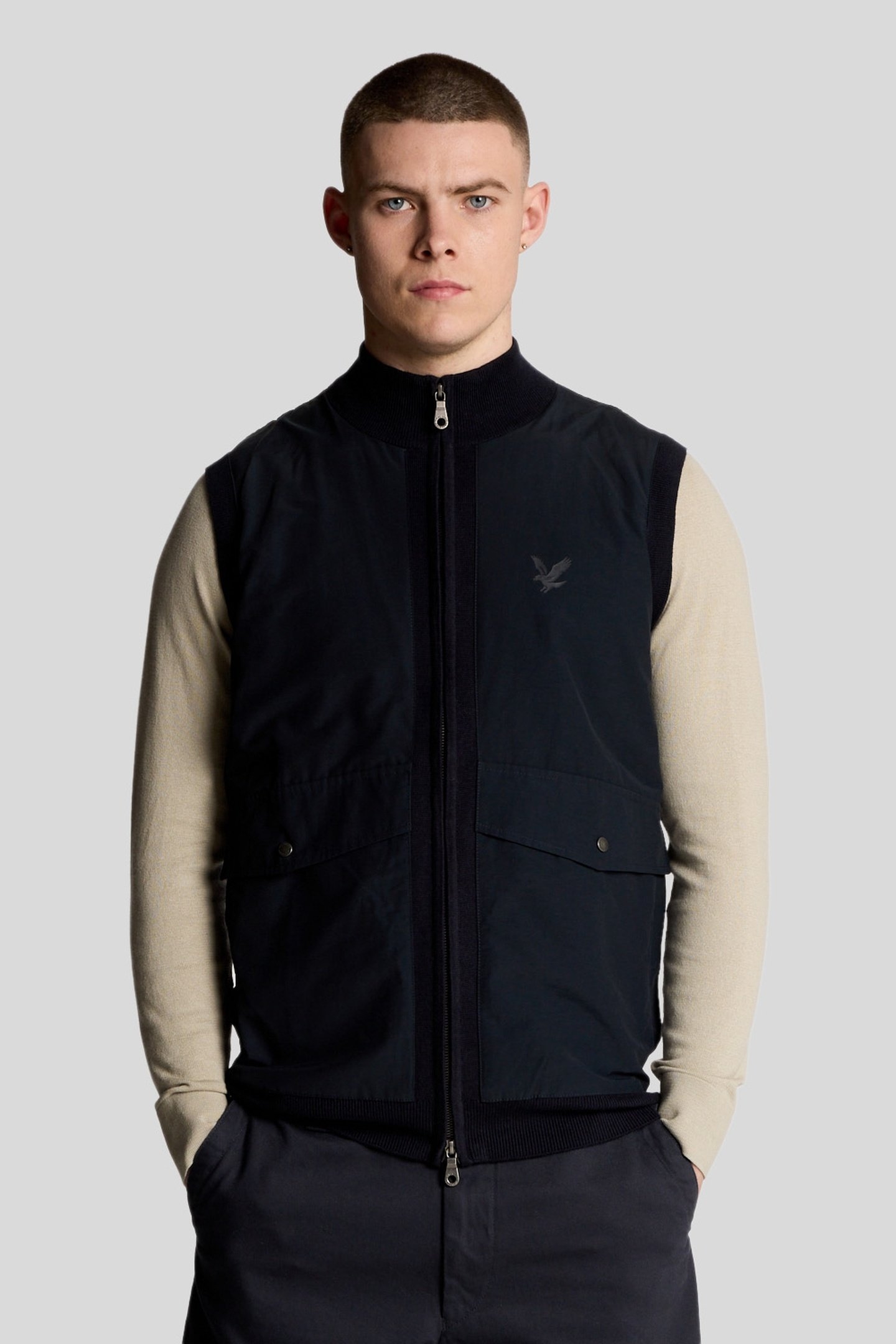 MILANO HYBRID FULL ZIP KNITTED VEST DARK NAVY 2